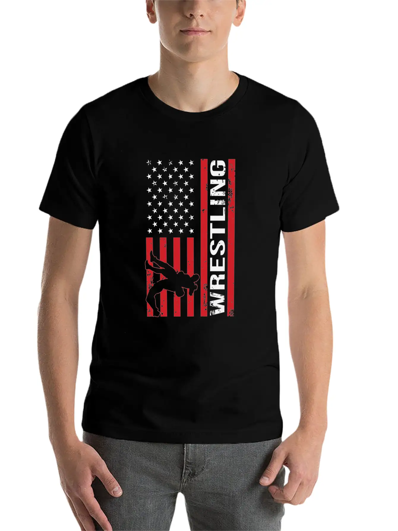 American Flag Competitive Wrestling Stylish Everyday T-Shirt – Unisex Basic Cotton Tee