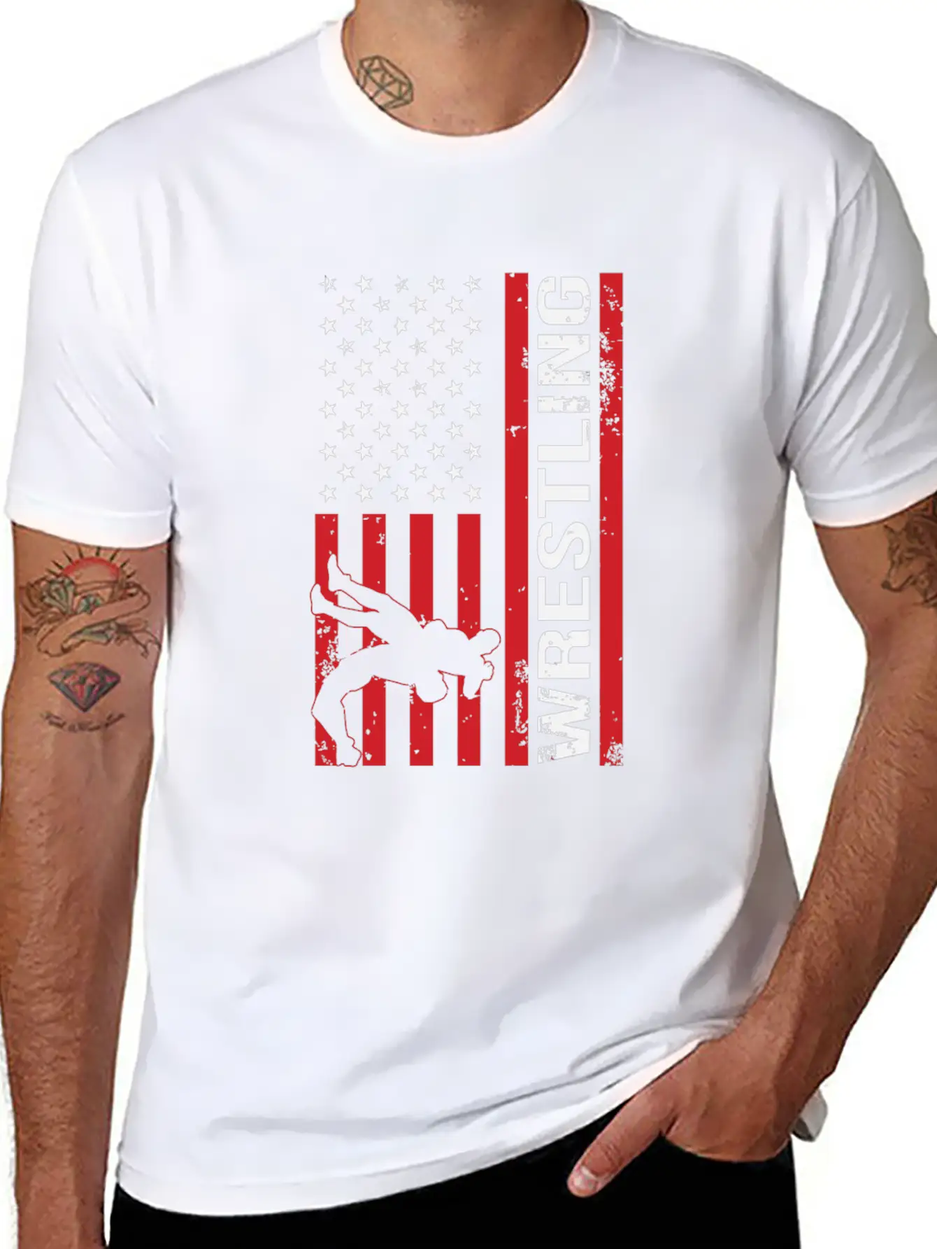 American Flag Competitive Wrestling Stylish Everyday T-Shirt – Unisex Basic Cotton Tee