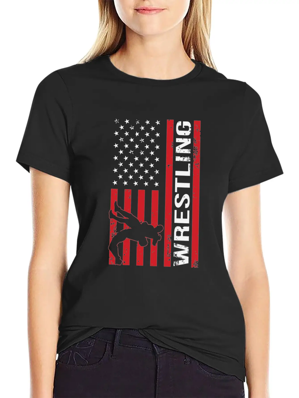 American Flag Competitive Wrestling Stylish Everyday T-Shirt – Unisex Basic Cotton Tee