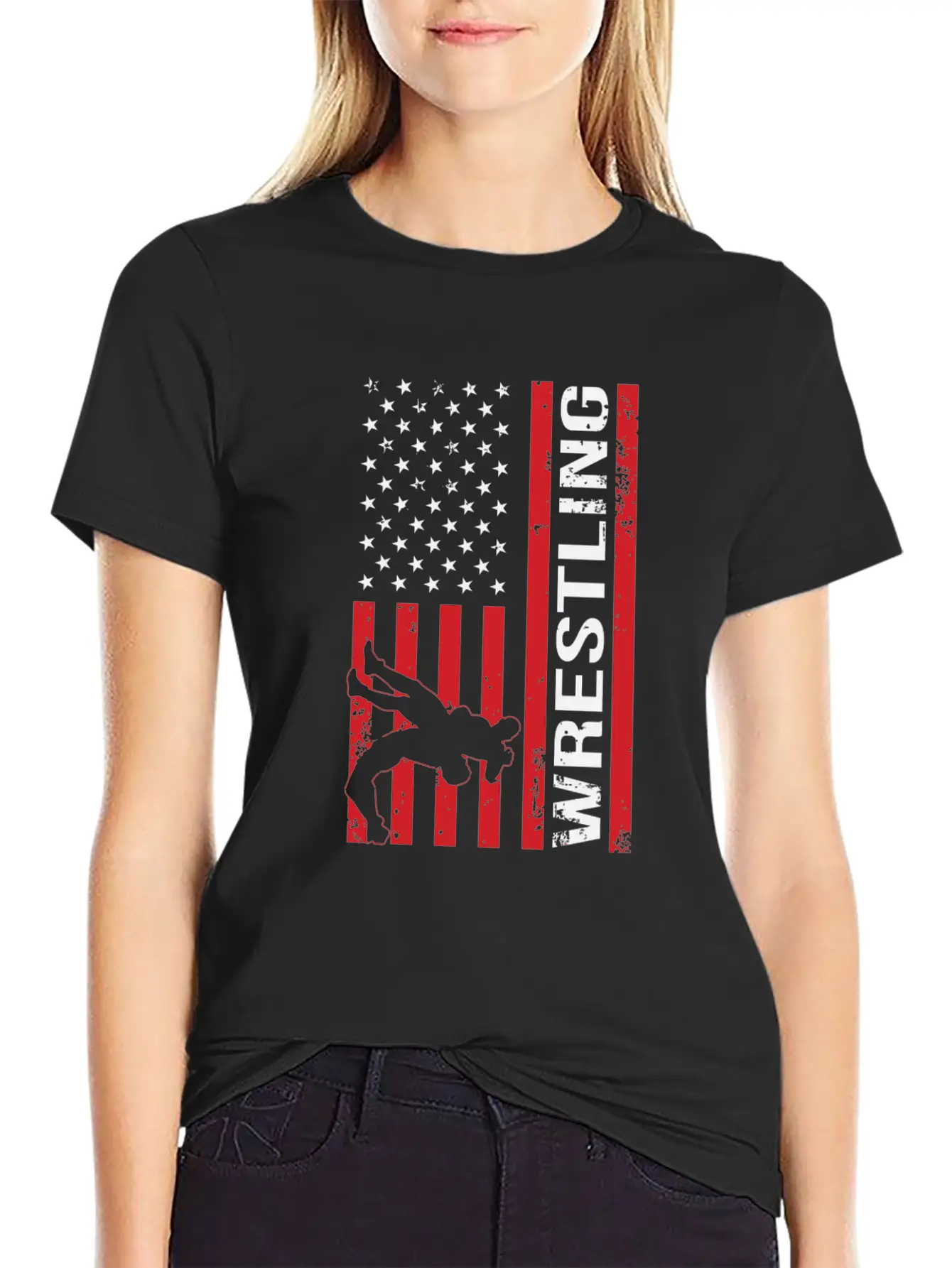 American Flag Competitive Wrestling Stylish Everyday T-Shirt – Unisex Basic Cotton Tee