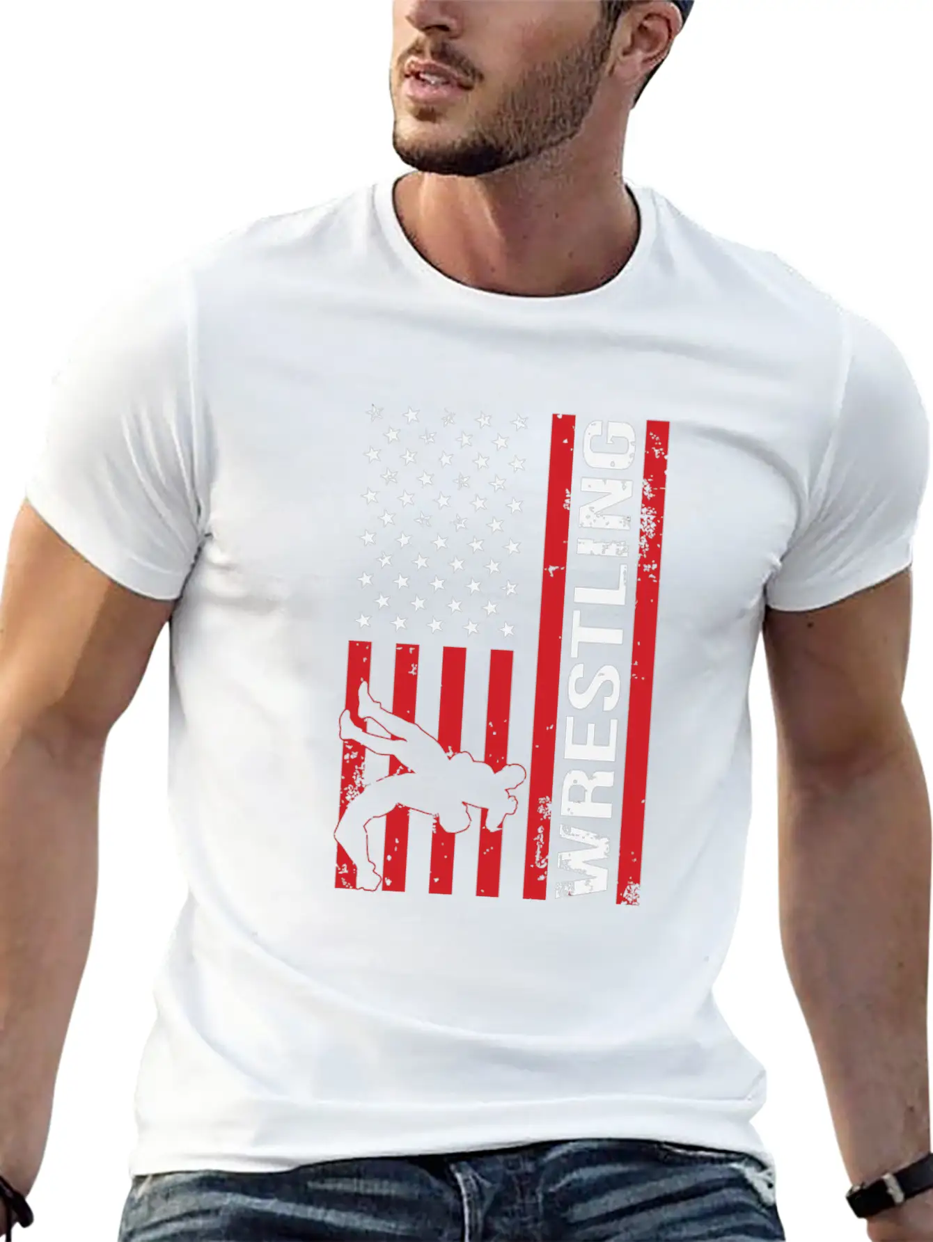 American Flag Competitive Wrestling Stylish Everyday T-Shirt – Unisex Basic Cotton Tee