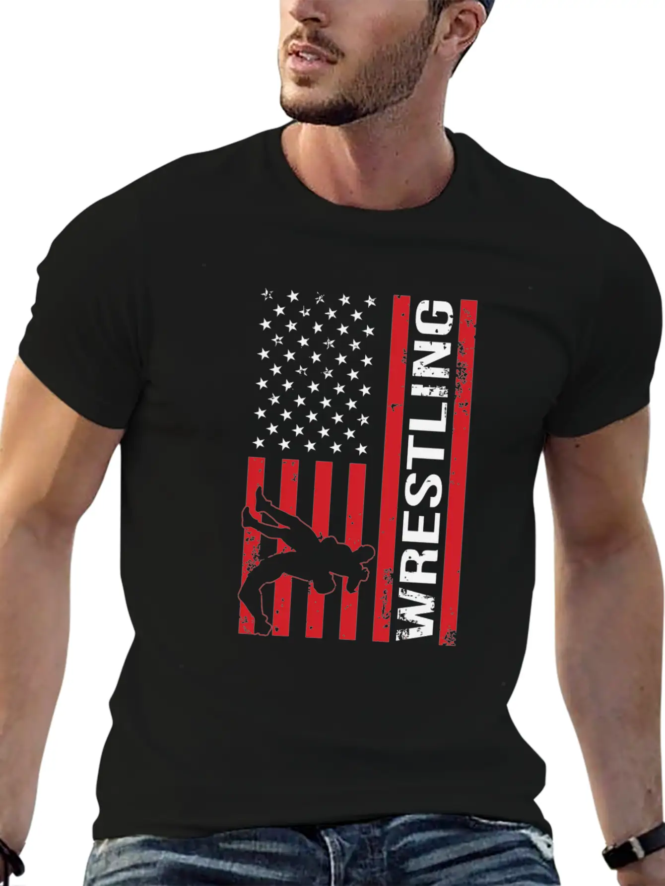 American Flag Competitive Wrestling Stylish Everyday T-Shirt – Unisex Basic Cotton Tee