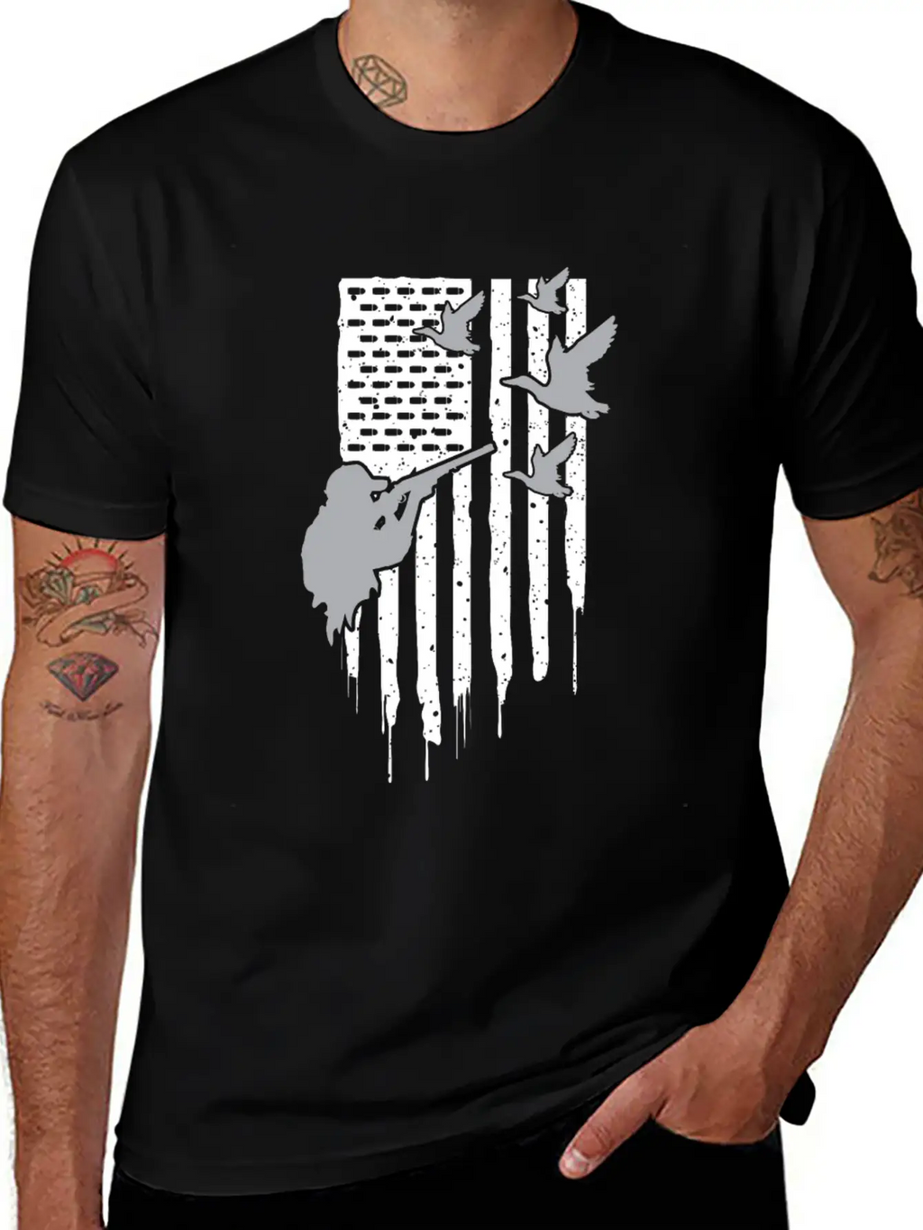 American Flag Duck Hunting Unisex Casual T-Shirt – Clean Design For Daily Comfort