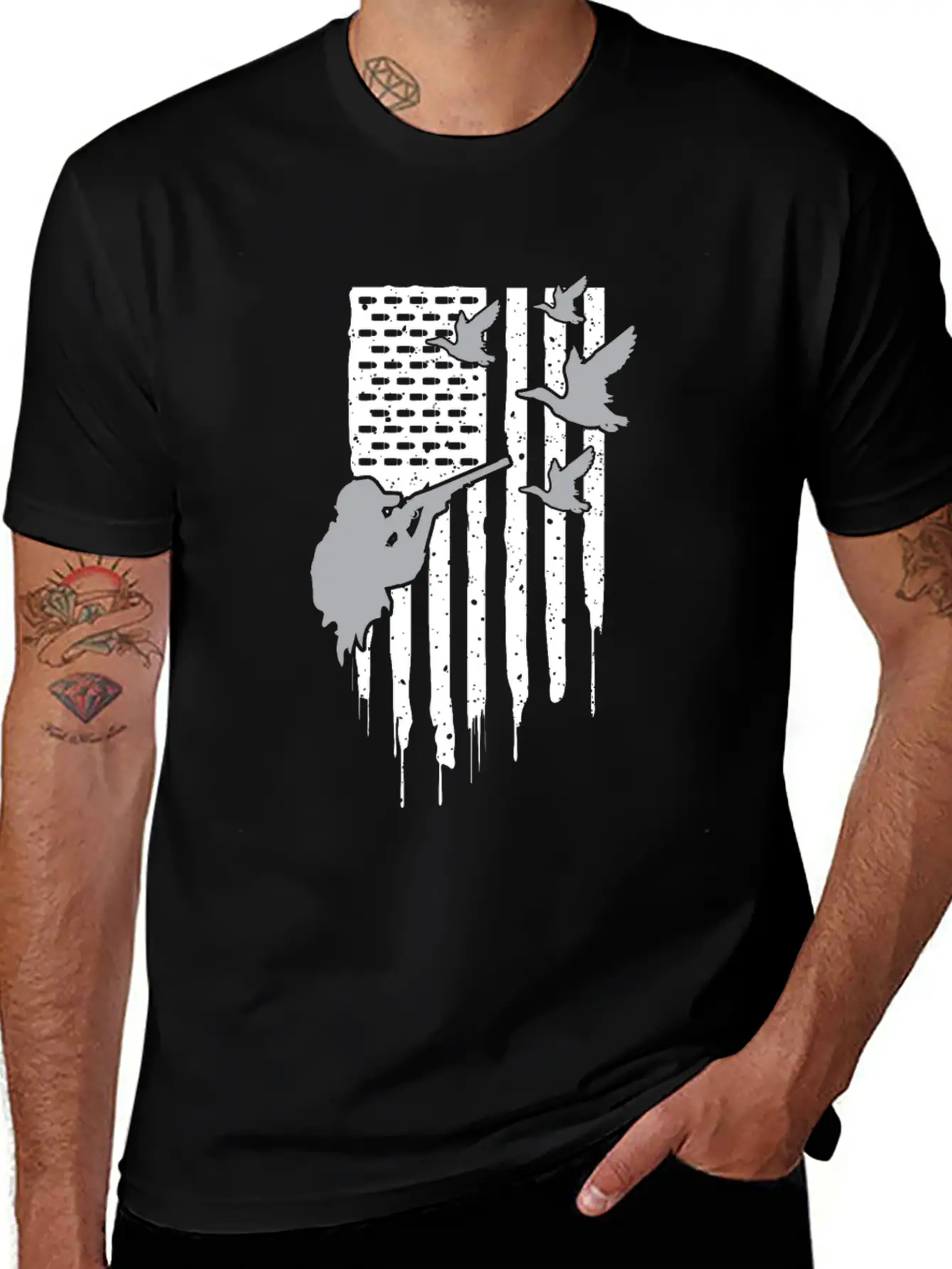 American Flag Duck Hunting Unisex Casual T-Shirt – Clean Design For Daily Comfort