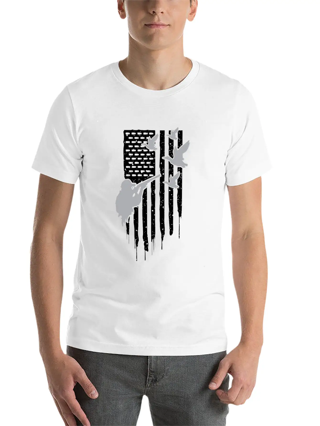 American Flag Duck Hunting Unisex Casual T-Shirt – Clean Design For Daily Comfort