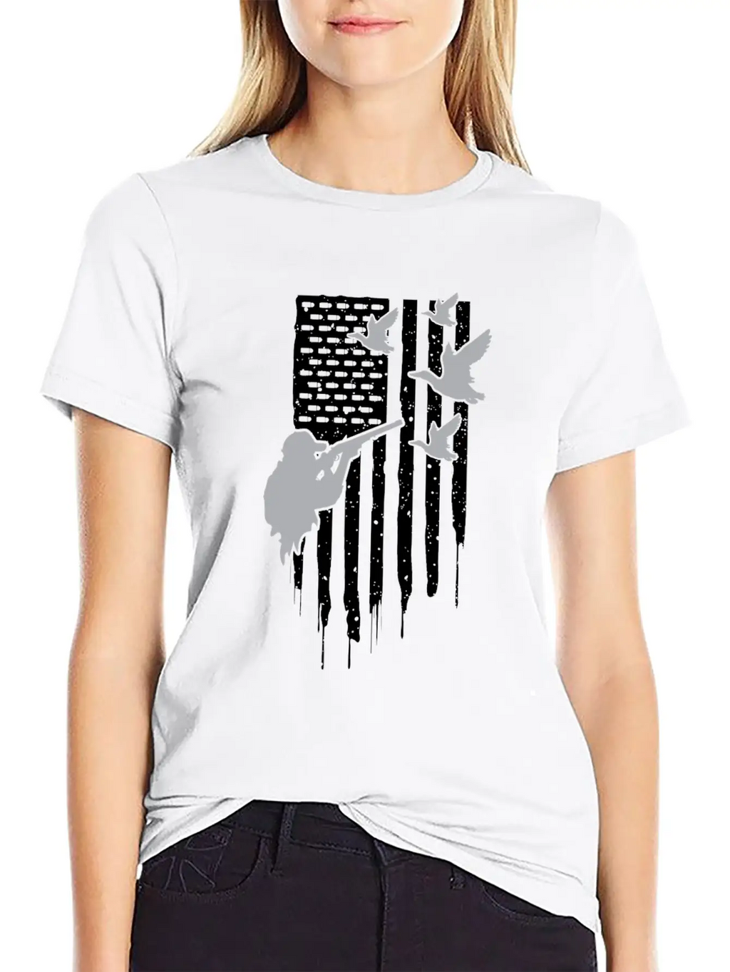American Flag Duck Hunting Unisex Casual T-Shirt – Clean Design For Daily Comfort