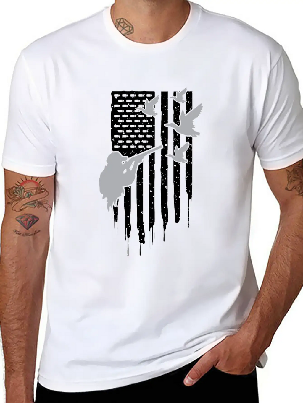 American Flag Duck Hunting Unisex Casual T-Shirt – Clean Design For Daily Comfort