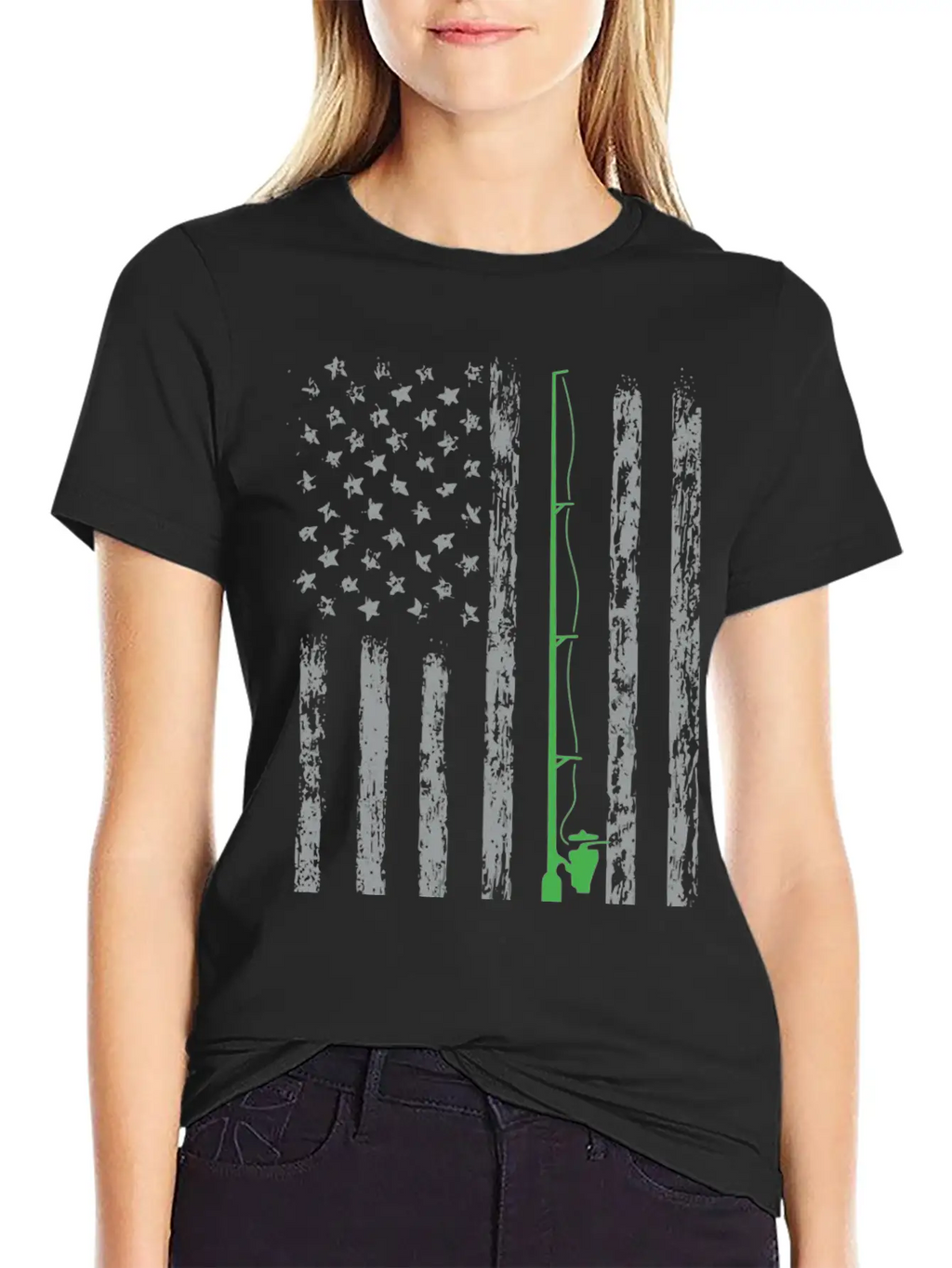 American Flag Fishing Gifts Retro Us Flag Vintage Unisex Short Sleeve Soft Cotton T-Shirt – Casual Everyday Wear