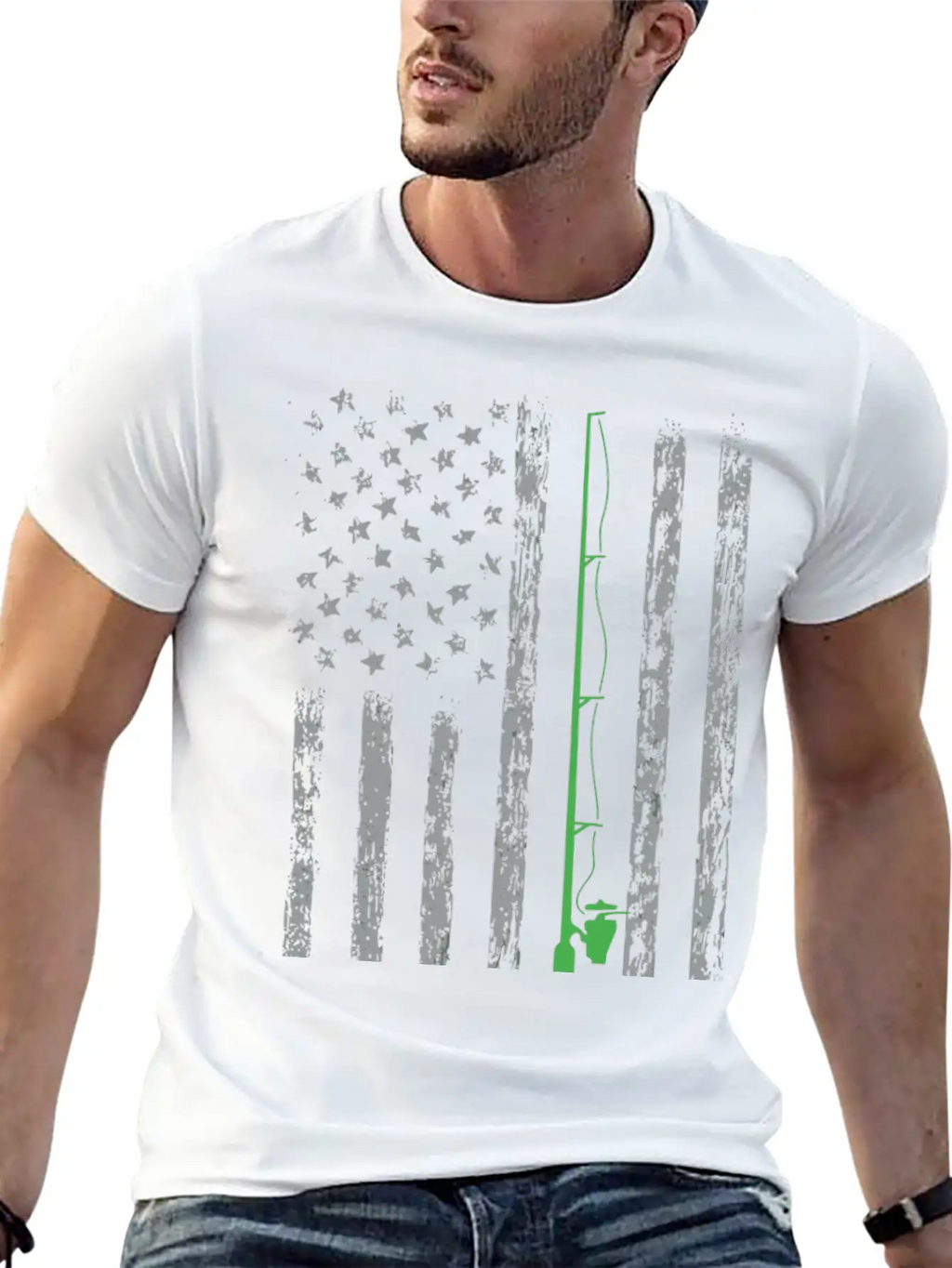 American Flag Fishing Gifts Retro Us Flag Vintage Unisex Short Sleeve Soft Cotton T-Shirt – Casual Everyday Wear