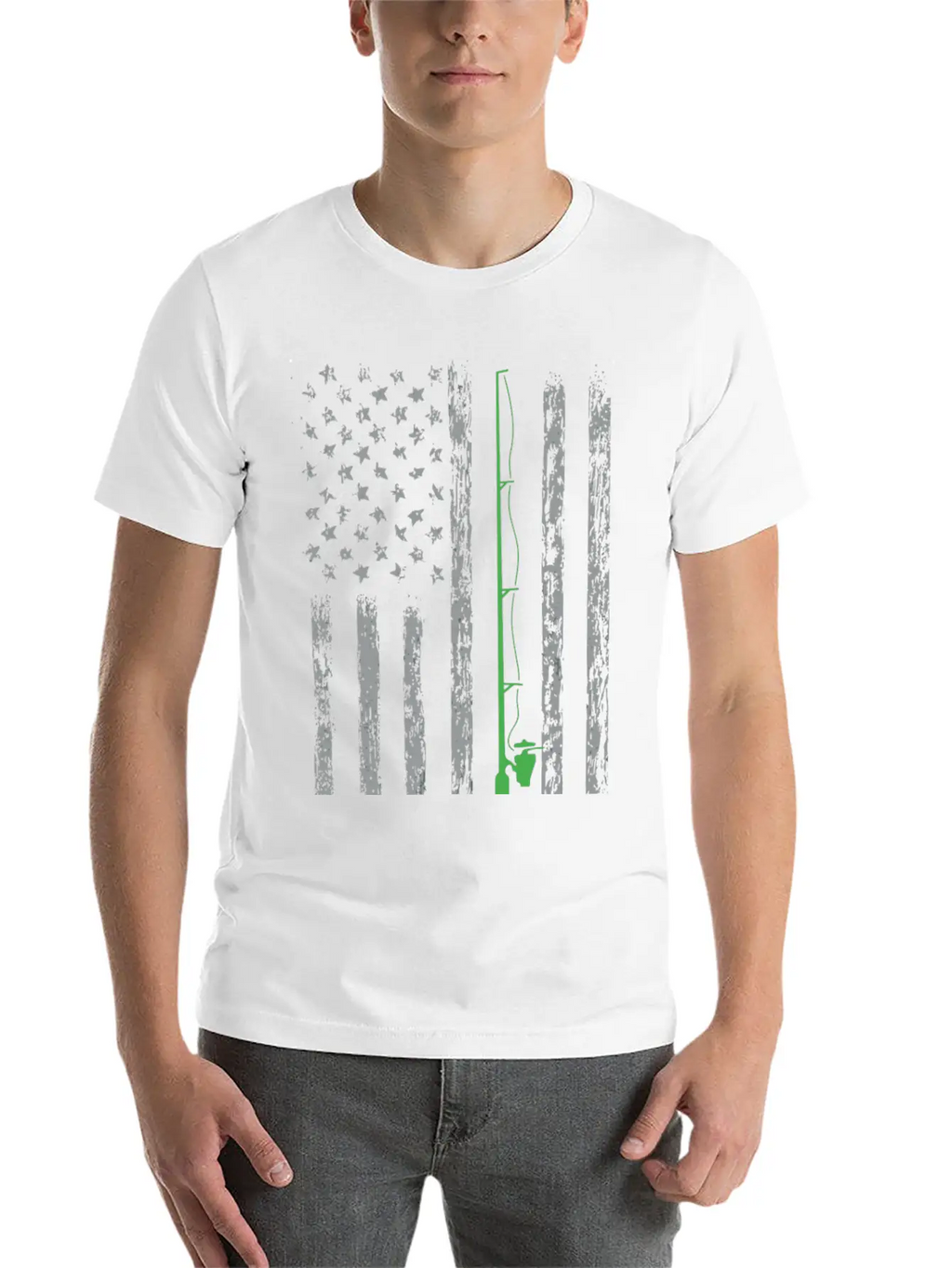 American Flag Fishing Gifts Retro Us Flag Vintage Unisex Short Sleeve Soft Cotton T-Shirt – Casual Everyday Wear