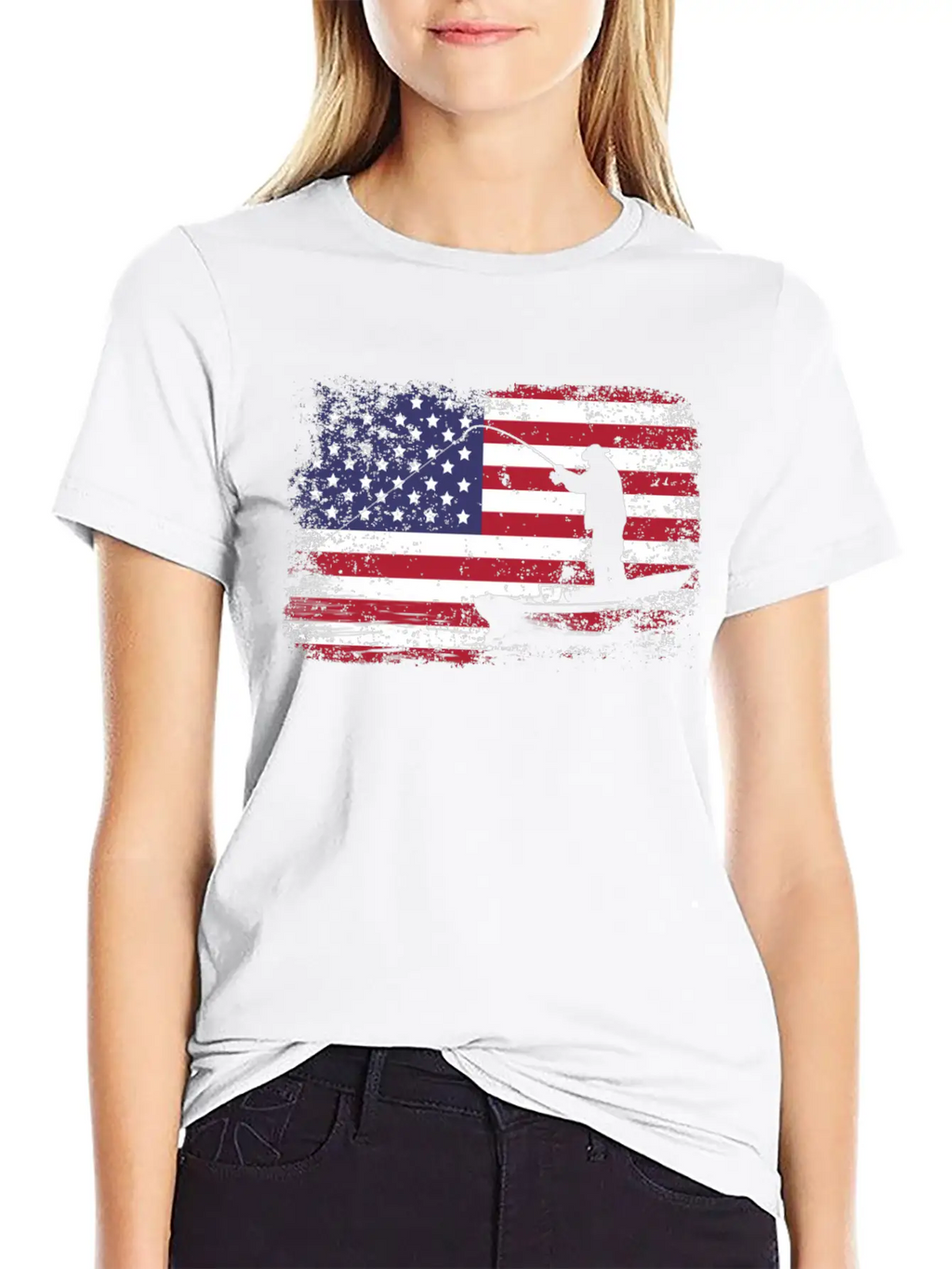 American Flag Fishing Stylish Everyday T-Shirt – Unisex Basic Cotton Tee