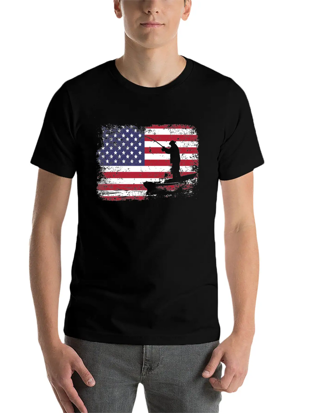 American Flag Fishing Stylish Everyday T-Shirt – Unisex Basic Cotton Tee
