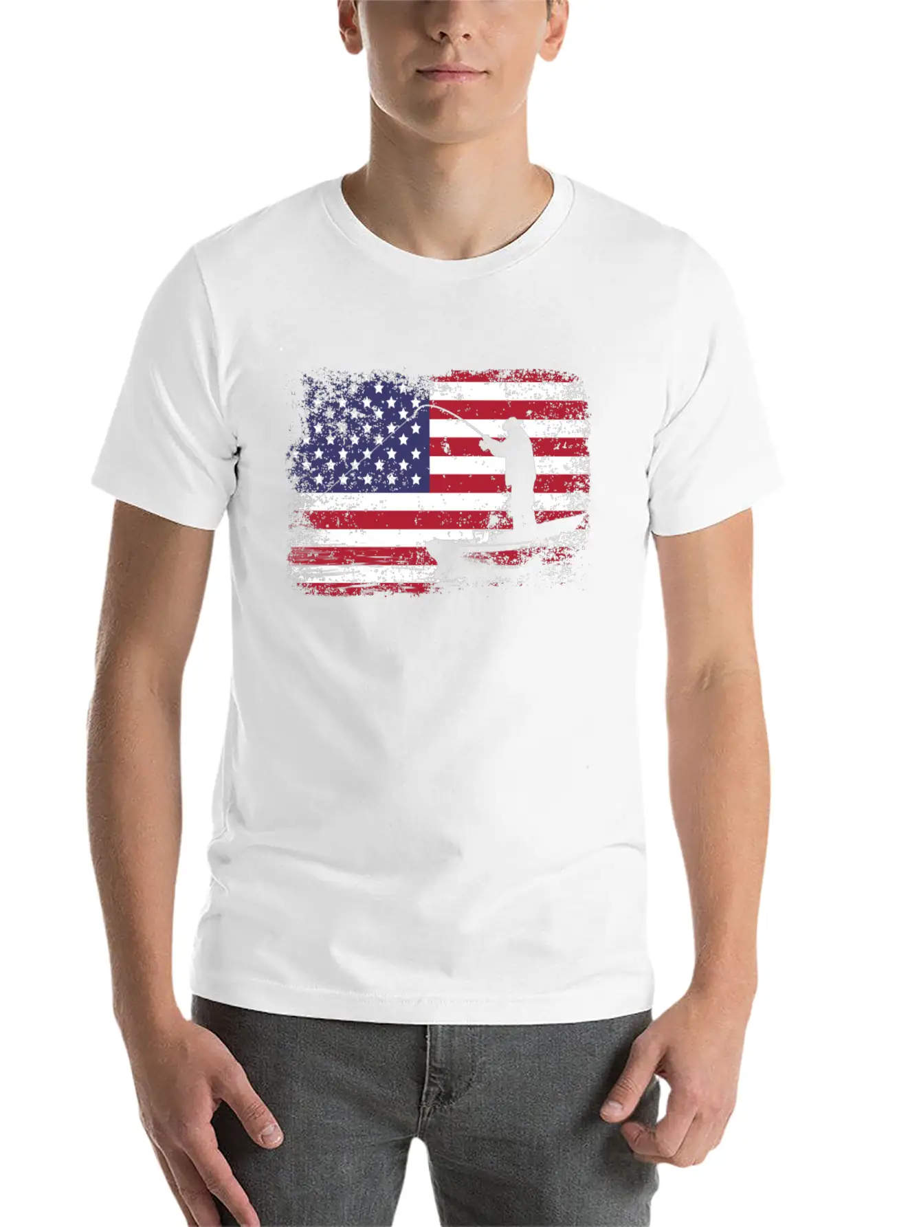 American Flag Fishing Stylish Everyday T-Shirt – Unisex Basic Cotton Tee