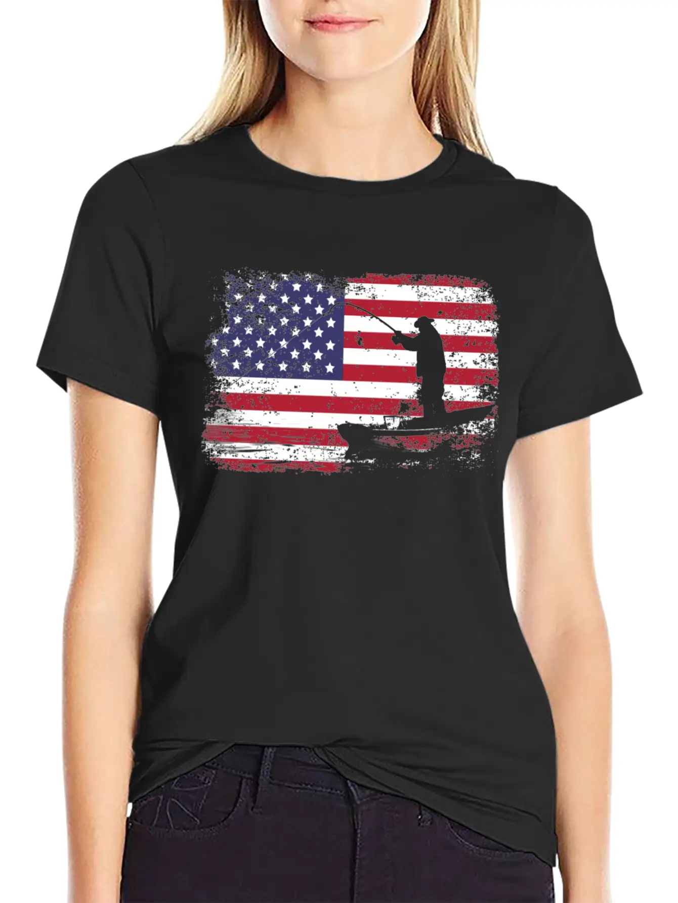 American Flag Fishing Stylish Everyday T-Shirt – Unisex Basic Cotton Tee