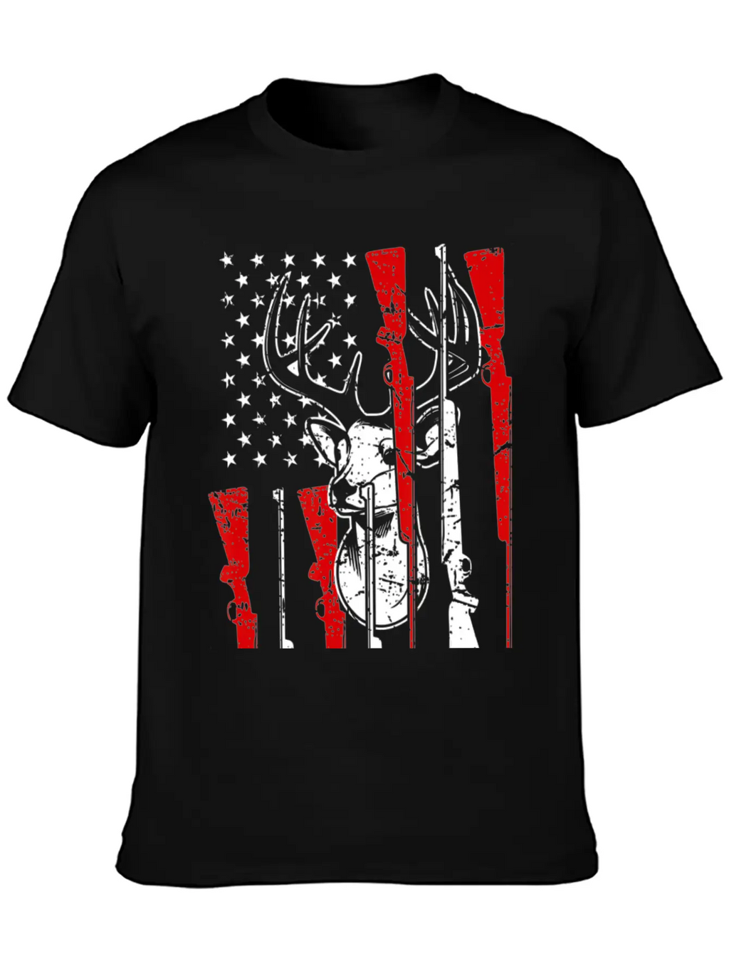 American Flag Hunting Deer 4th Of July Awesome USA Stylish Everyday T-Shirt – Unisex Basic Cotton Tee