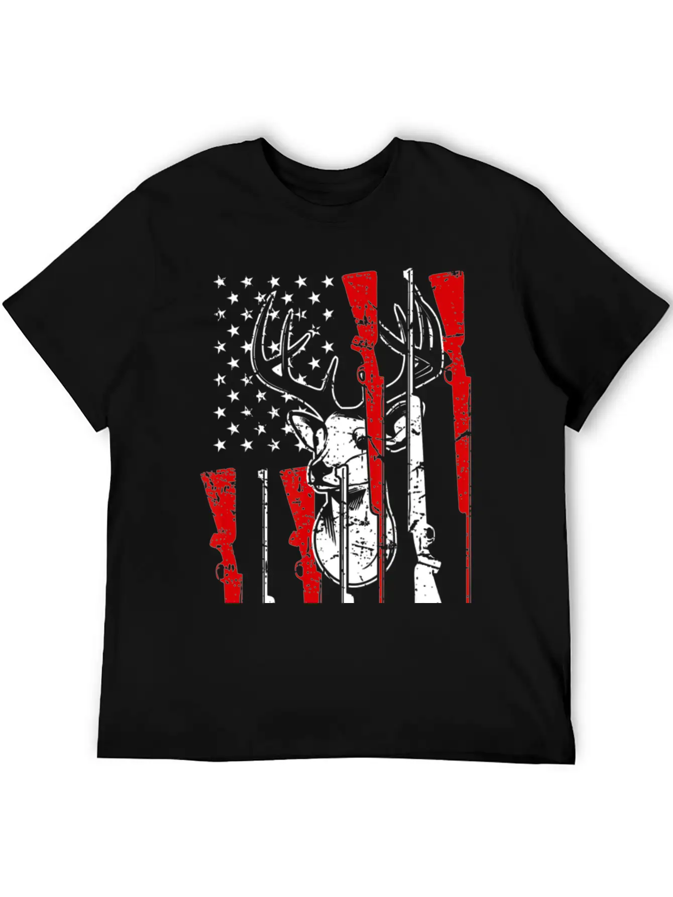 American Flag Hunting Deer 4th Of July Awesome USA Stylish Everyday T-Shirt – Unisex Basic Cotton Tee