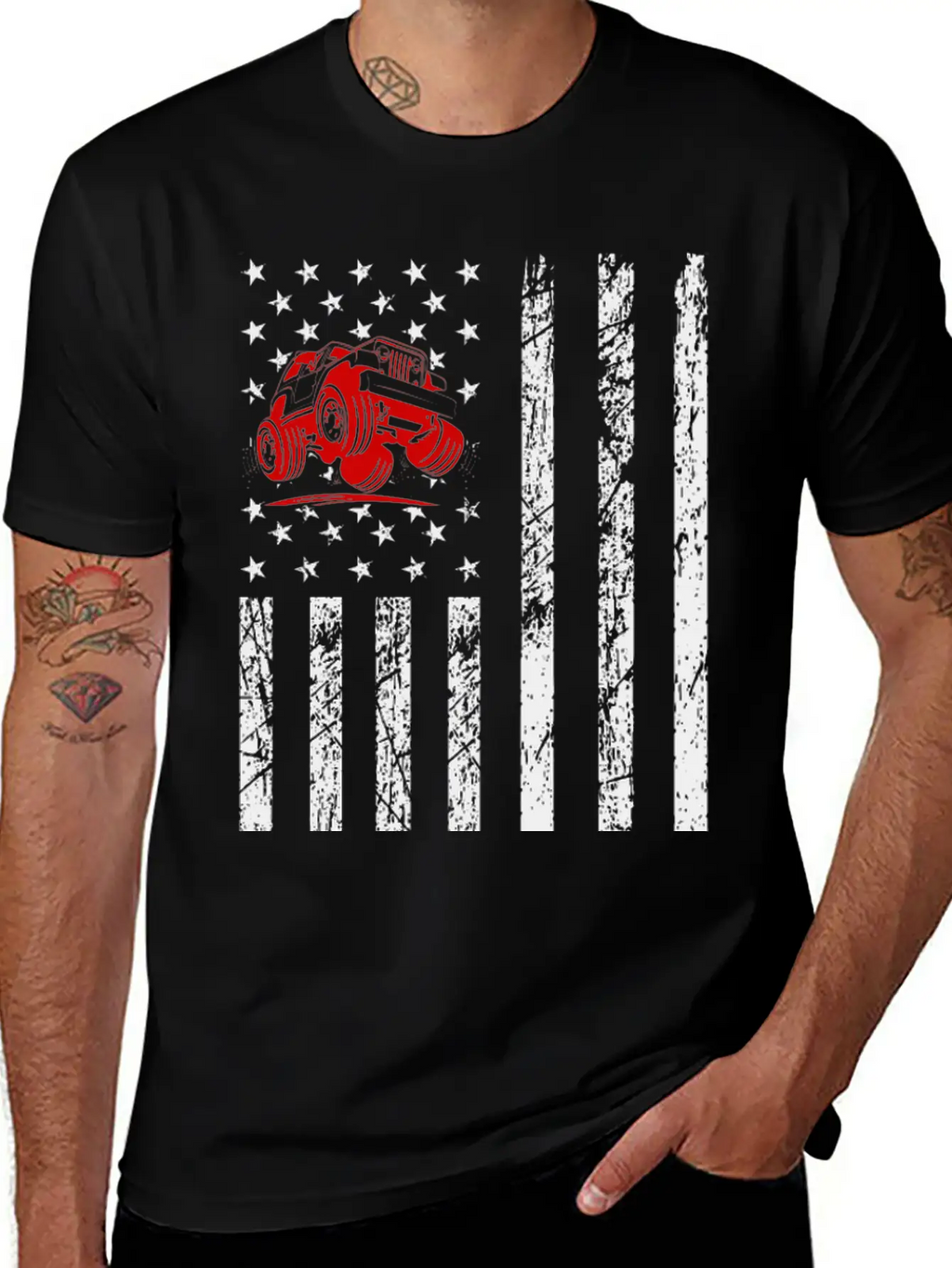 American Flag Jeep Unisex Casual T-Shirt – Clean Design For Daily Comfort
