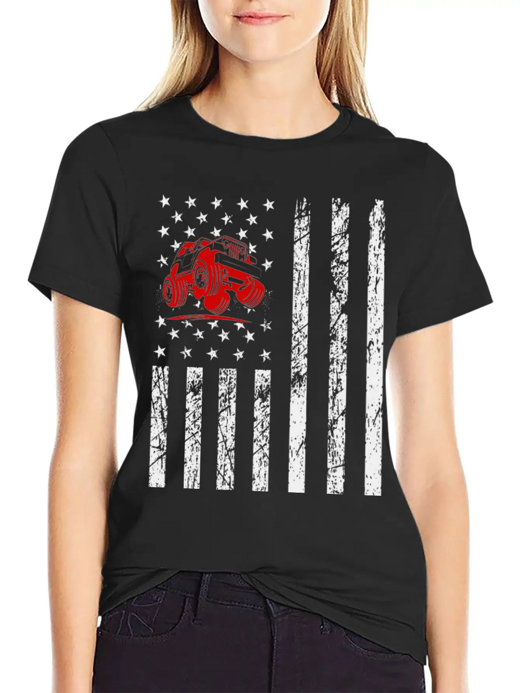 American Flag Jeep Unisex Casual T-Shirt – Clean Design For Daily Comfort