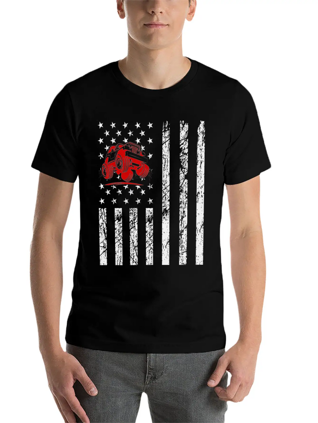 American Flag Jeep Unisex Casual T-Shirt – Clean Design For Daily Comfort