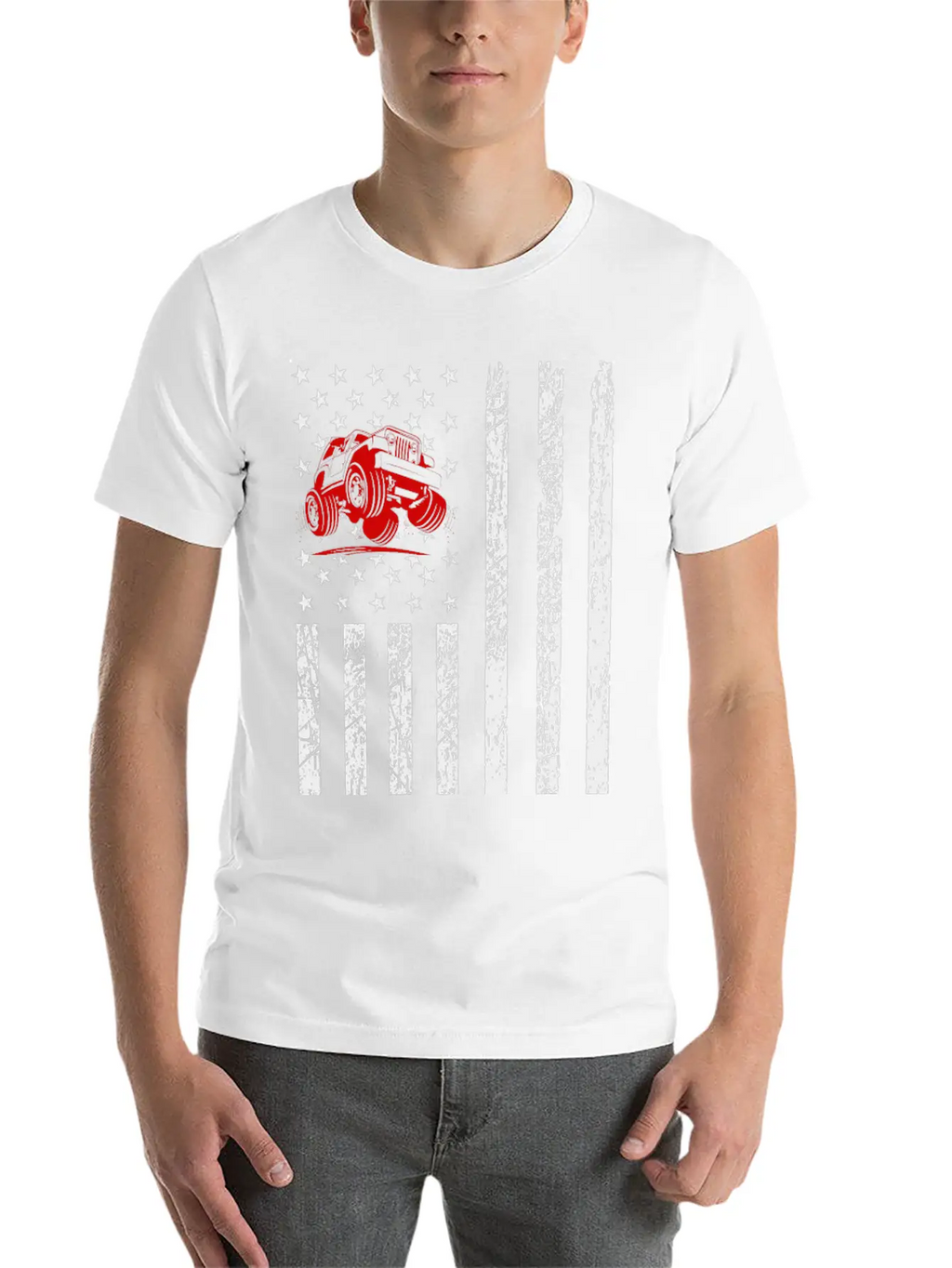 American Flag Jeep Unisex Casual T-Shirt – Clean Design For Daily Comfort
