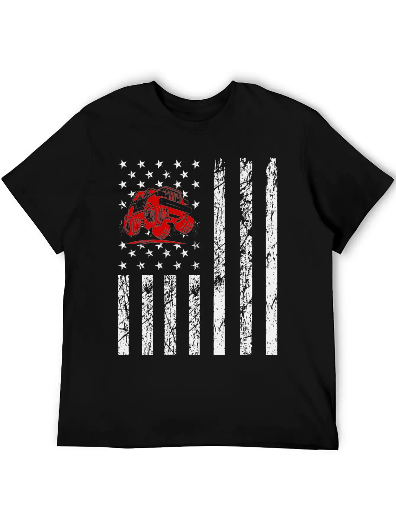 American Flag Jeep Unisex Casual T-Shirt – Clean Design For Daily Comfort