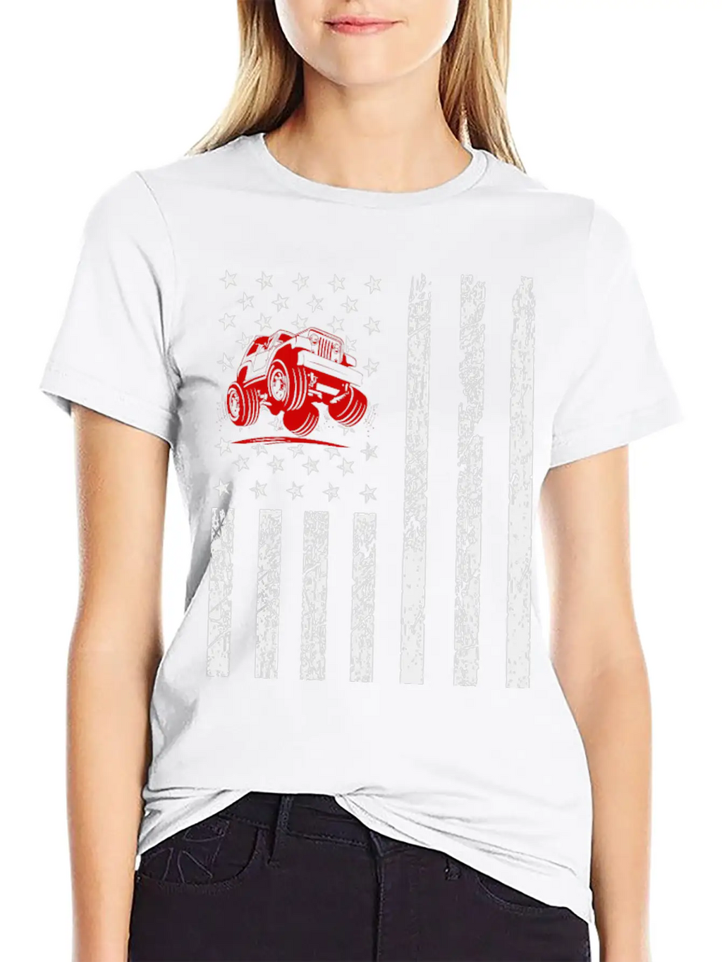 American Flag Jeep Unisex Casual T-Shirt – Clean Design For Daily Comfort
