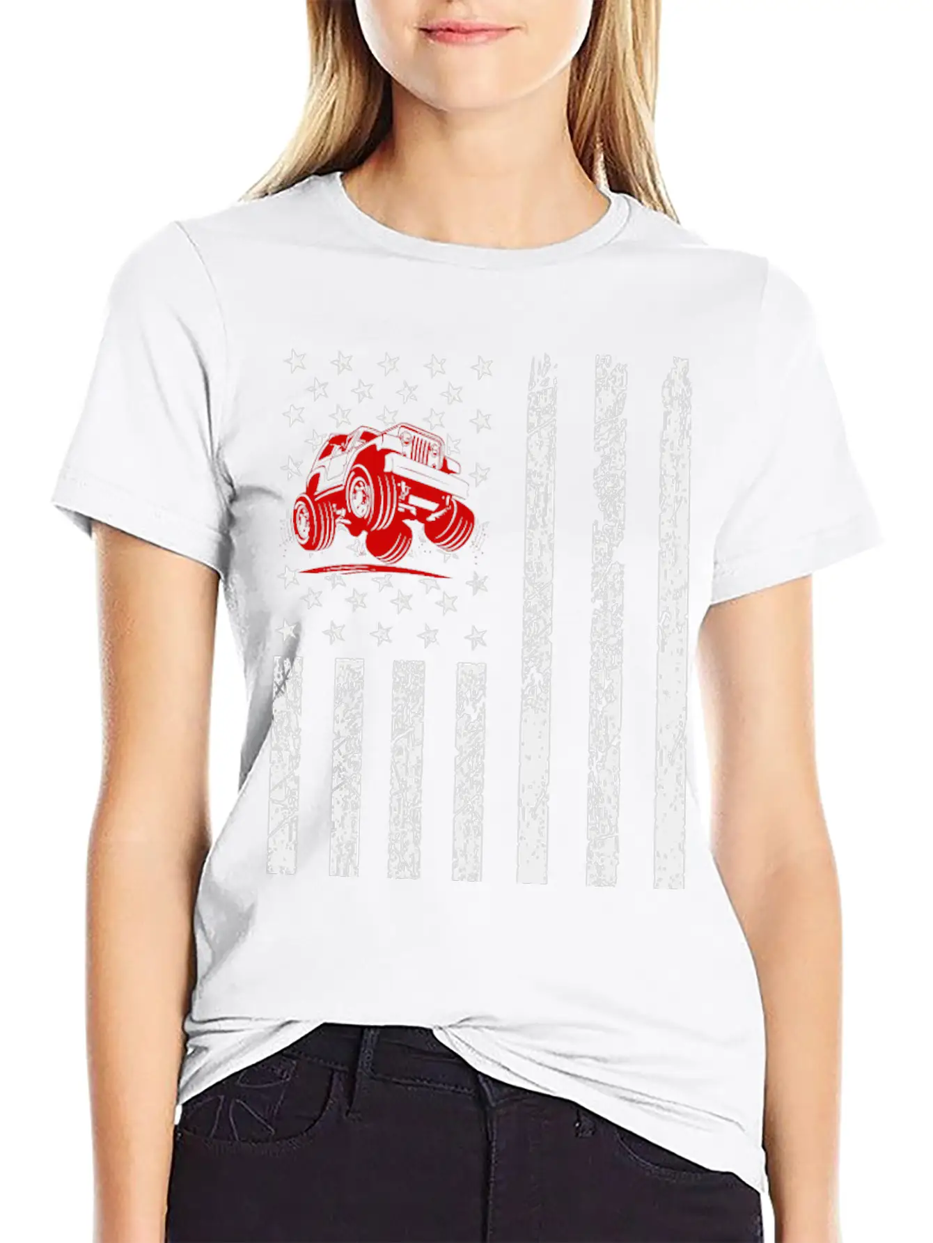 American Flag Jeep Unisex Casual T-Shirt – Clean Design For Daily Comfort