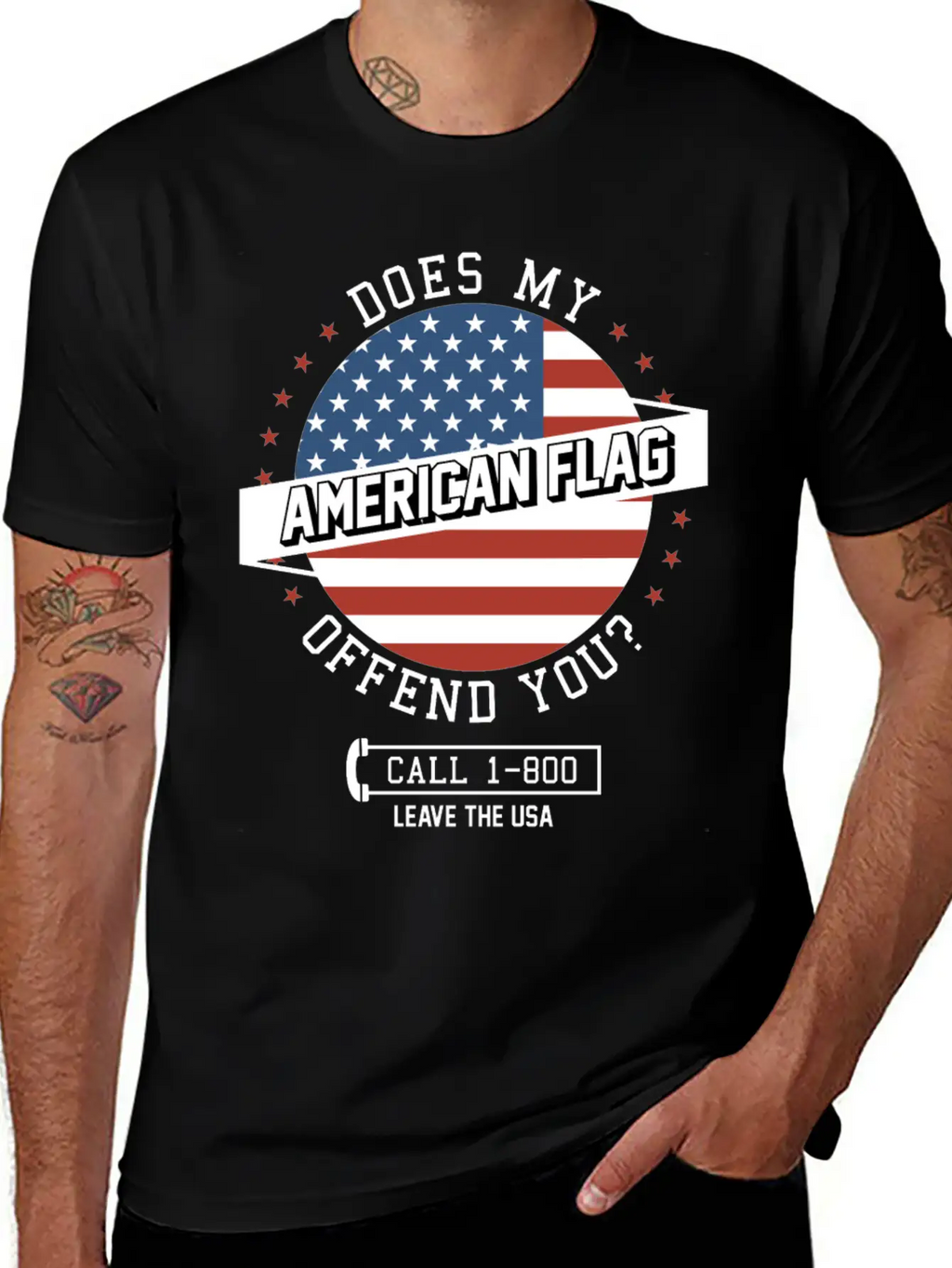 American Flag Offends You - Leave The USA Breathable Soft Cotton T-Shirt – Timeless Casual Look
