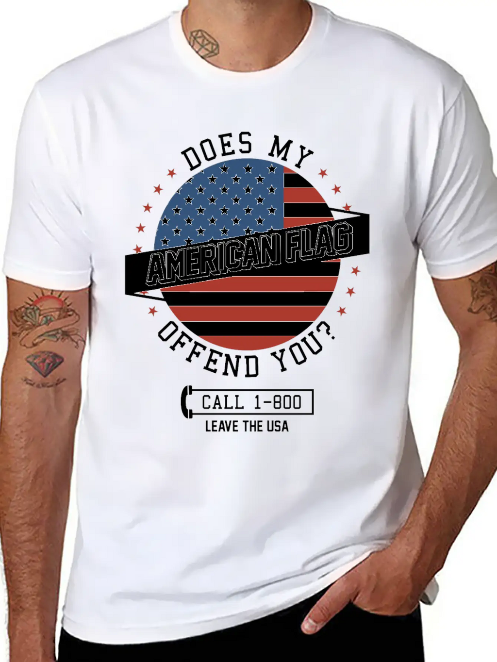 American Flag Offends You - Leave The USA Breathable Soft Cotton T-Shirt – Timeless Casual Look
