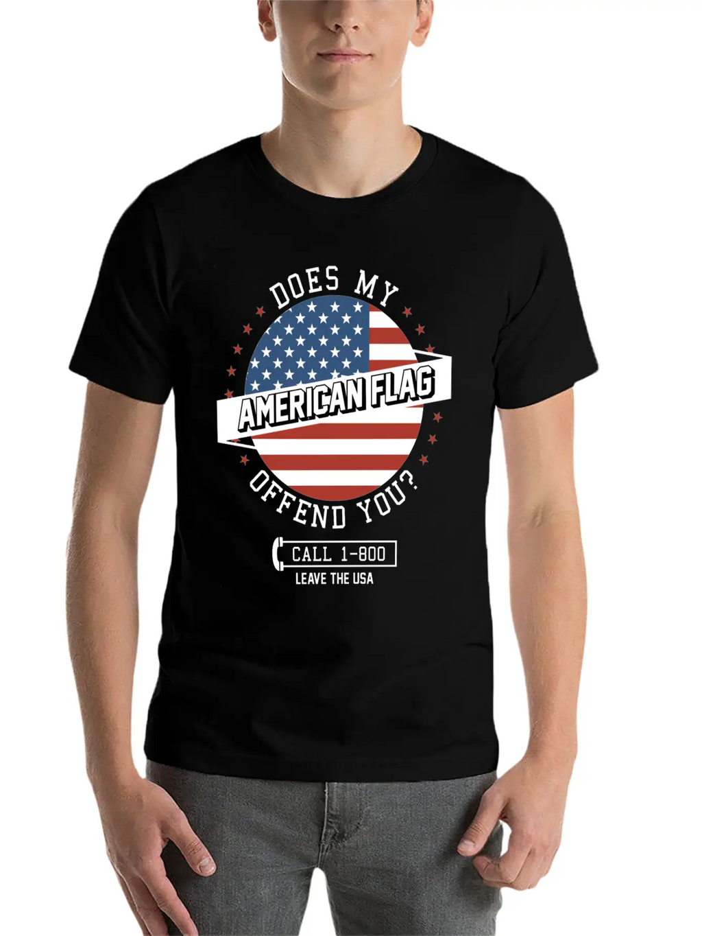 American Flag Offends You - Leave The USA Breathable Soft Cotton T-Shirt – Timeless Casual Look
