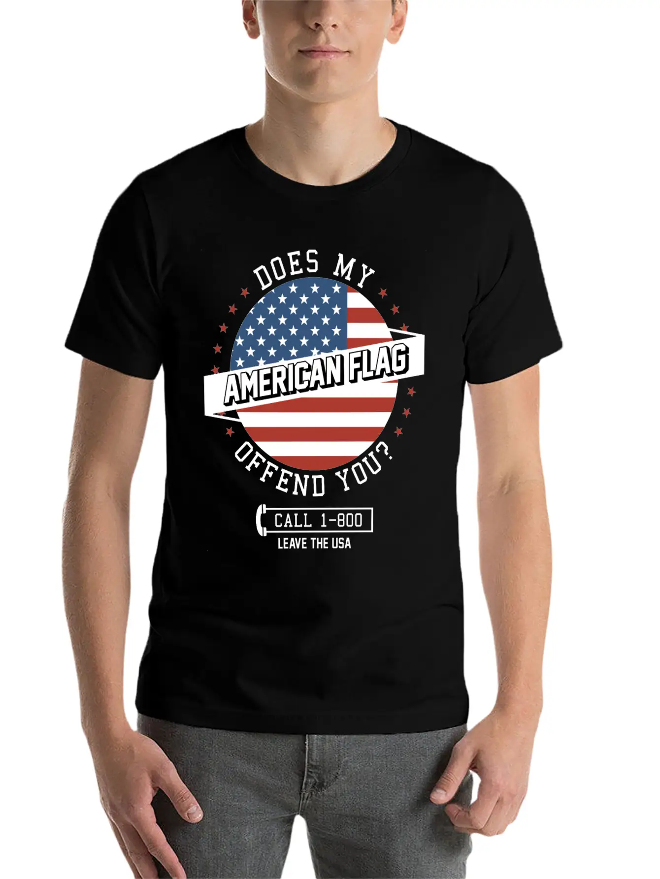 American Flag Offends You - Leave The USA Breathable Soft Cotton T-Shirt – Timeless Casual Look