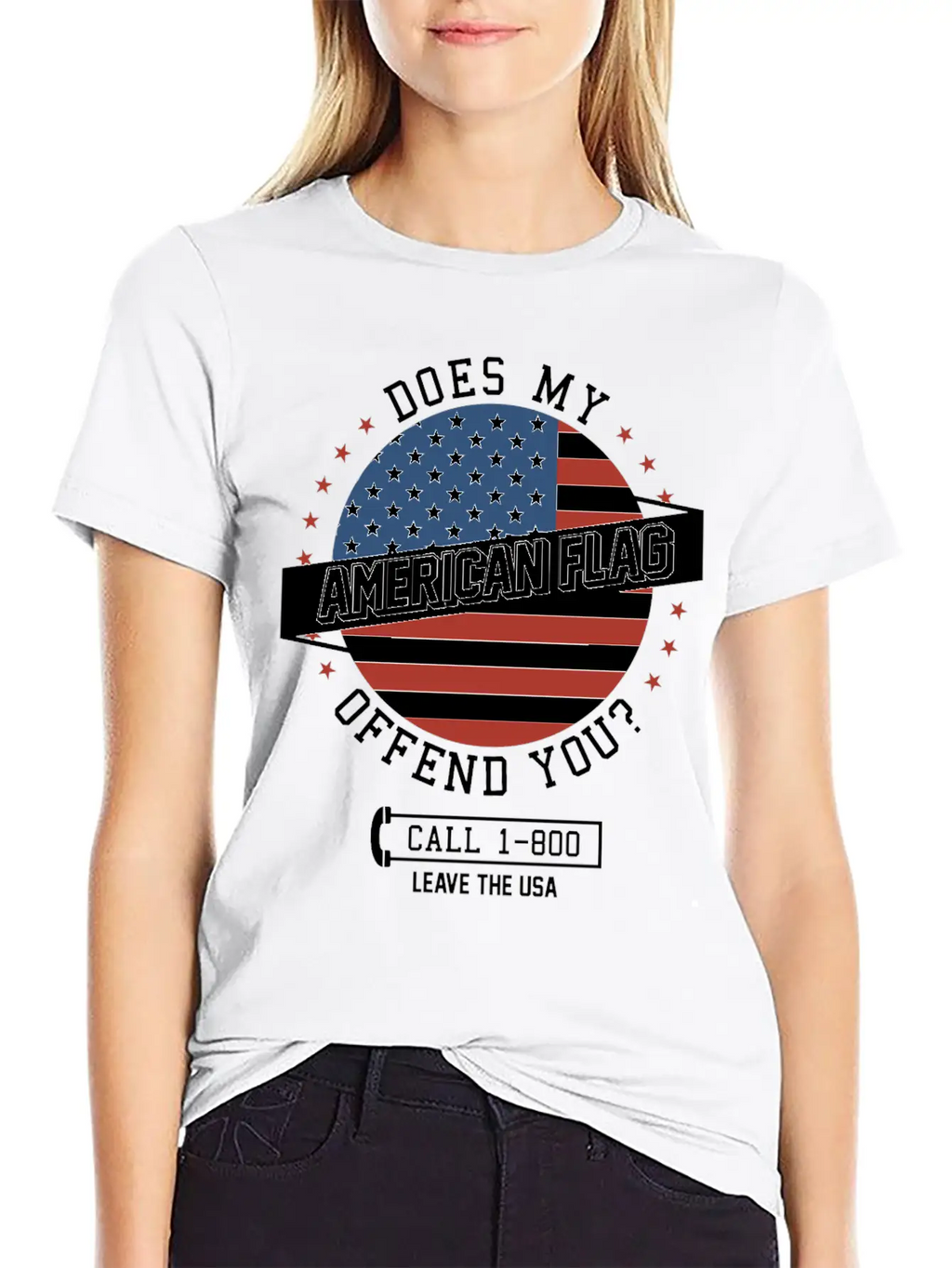 American Flag Offends You - Leave The USA Breathable Soft Cotton T-Shirt – Timeless Casual Look