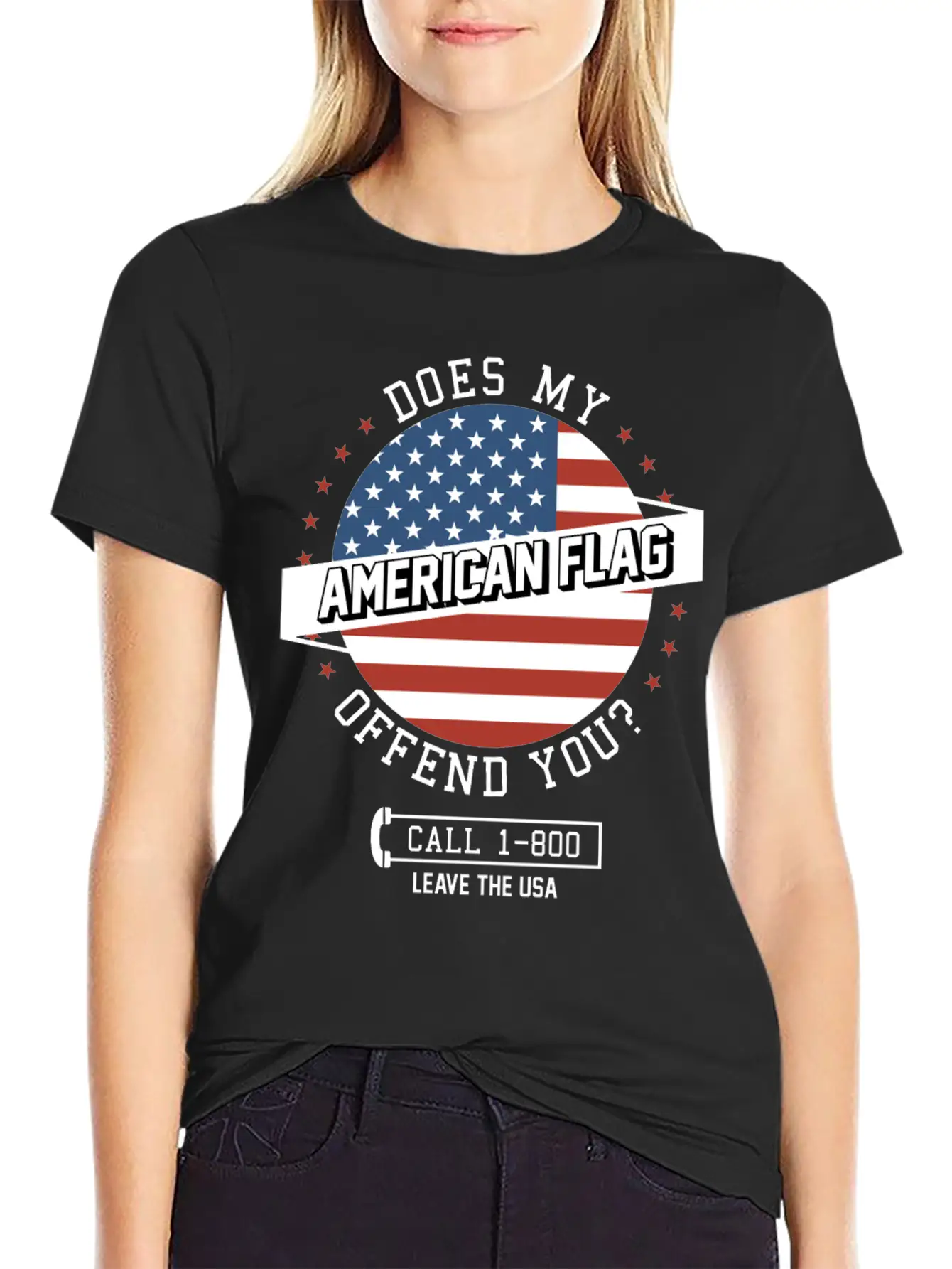 American Flag Offends You - Leave The USA Breathable Soft Cotton T-Shirt – Timeless Casual Look