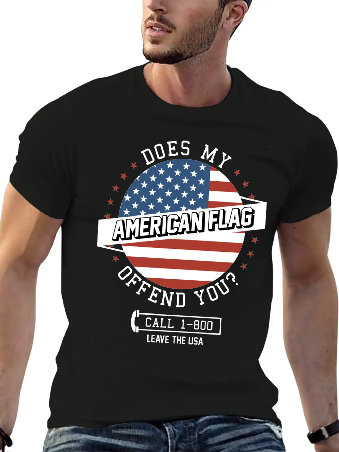 American Flag Offends You - Leave The USA Breathable Soft Cotton T-Shirt – Timeless Casual Look