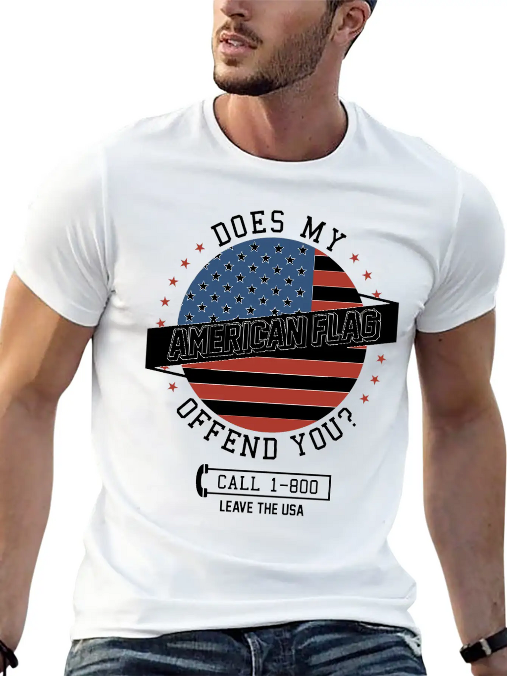 American Flag Offends You - Leave The USA Breathable Soft Cotton T-Shirt – Timeless Casual Look