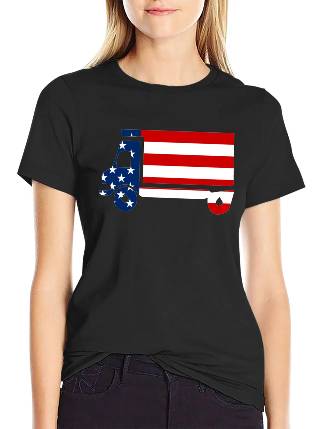 American Flag Truck 4th Of July Stylish Everyday T-Shirt – Unisex Basic Cotton Tee