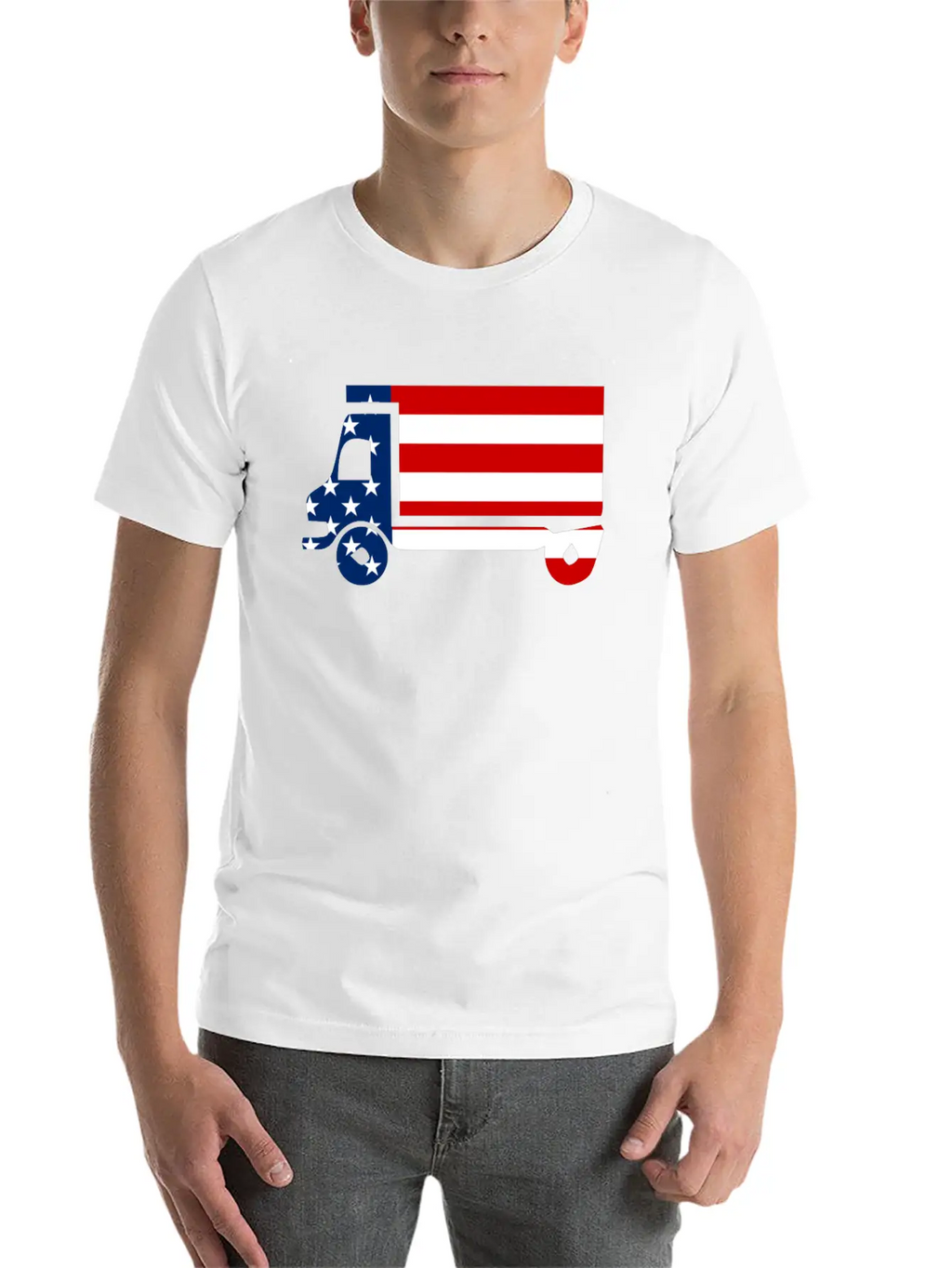 American Flag Truck 4th Of July Stylish Everyday T-Shirt – Unisex Basic Cotton Tee