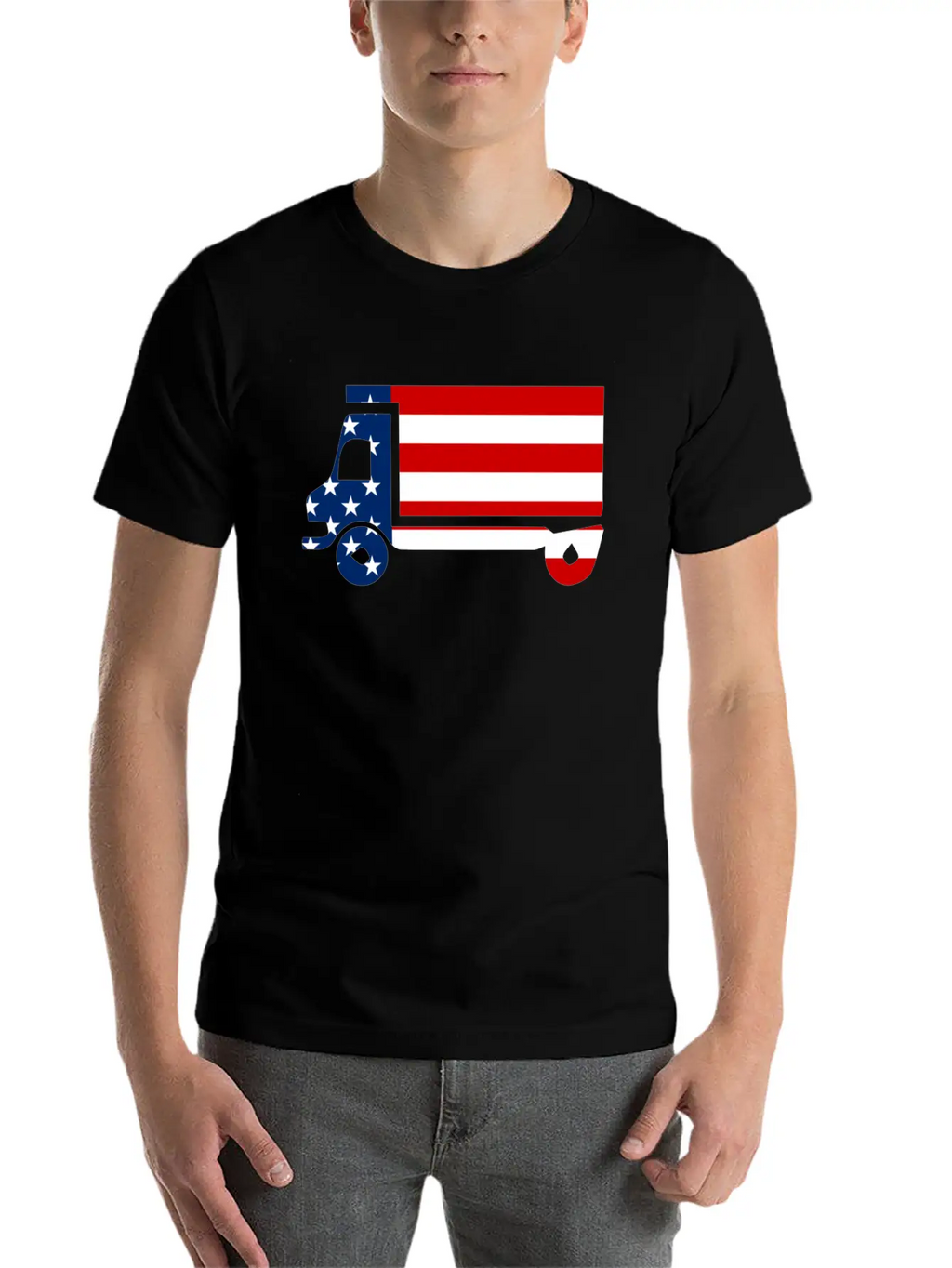 American Flag Truck 4th Of July Stylish Everyday T-Shirt – Unisex Basic Cotton Tee
