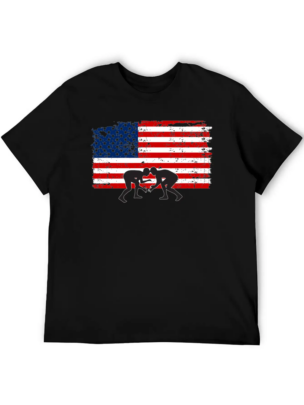 American Flag Wrestling Unisex Short Sleeve Soft Cotton T-Shirt – Casual Everyday Wear