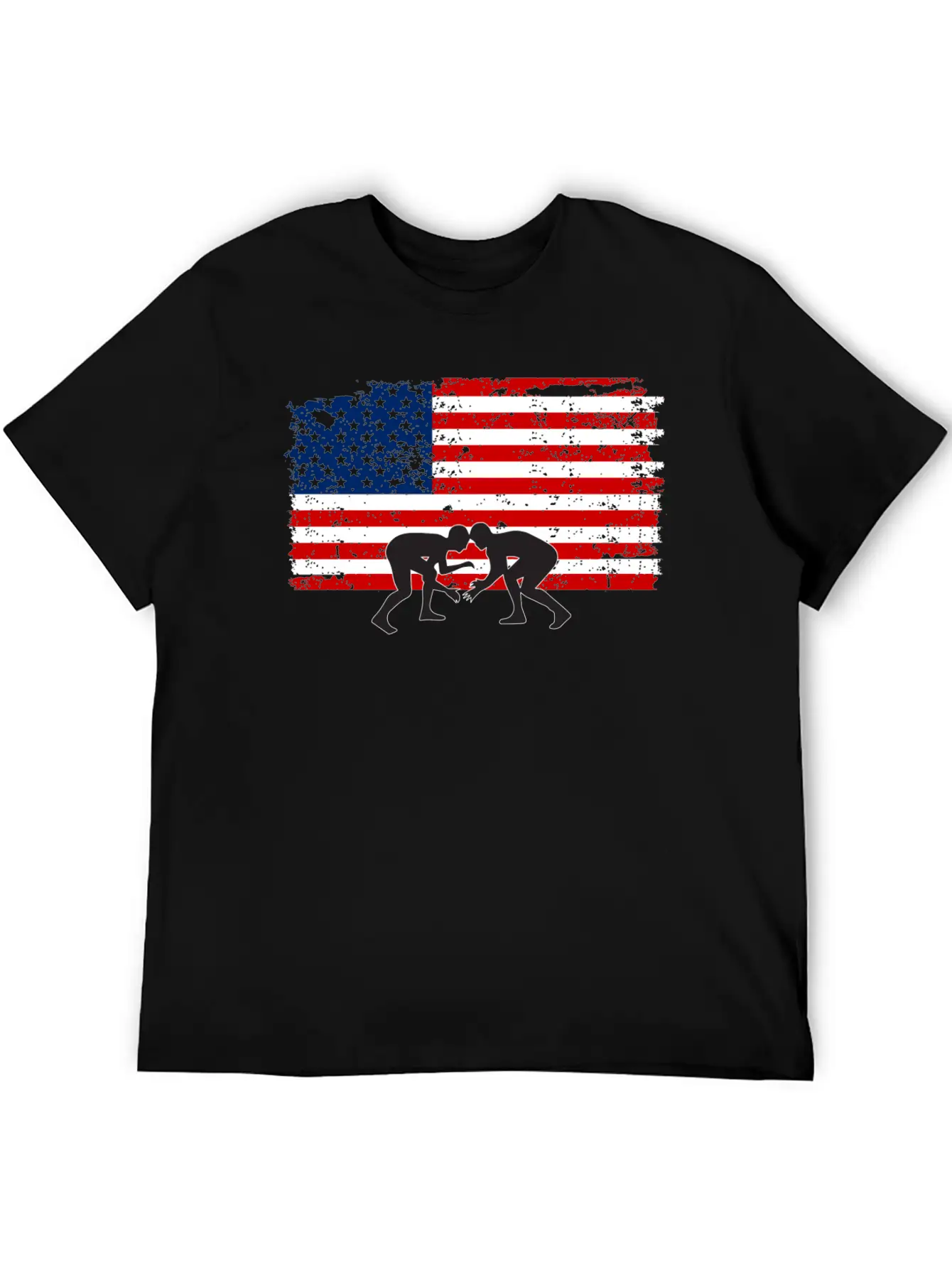 American Flag Wrestling Unisex Short Sleeve Soft Cotton T-Shirt – Casual Everyday Wear