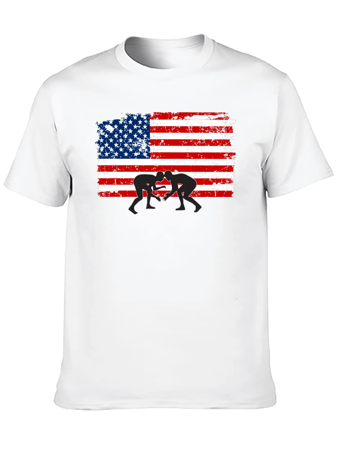 American Flag Wrestling Unisex Short Sleeve Soft Cotton T-Shirt – Casual Everyday Wear