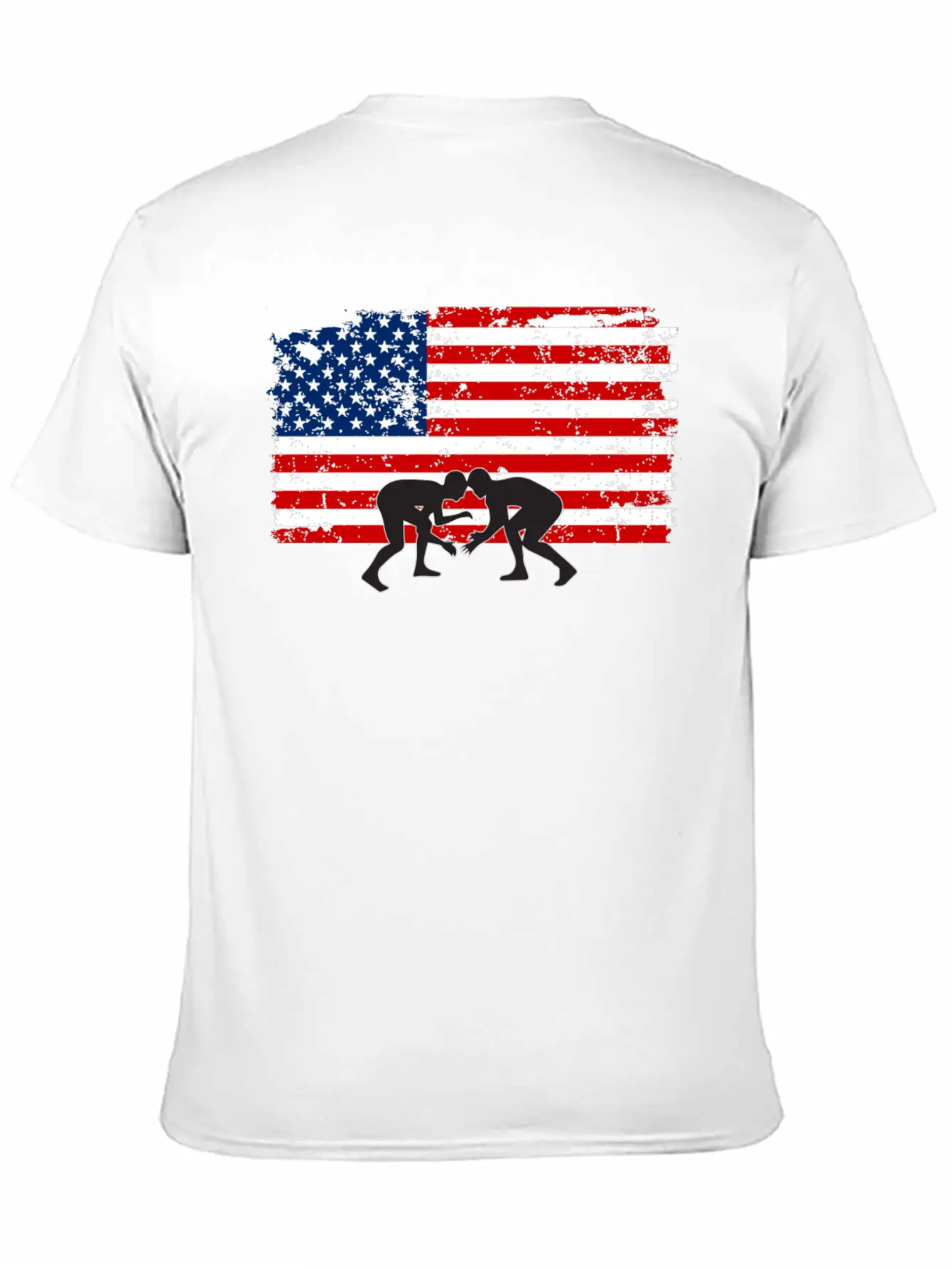 American Flag Wrestling Unisex Short Sleeve Soft Cotton T-Shirt – Casual Everyday Wear