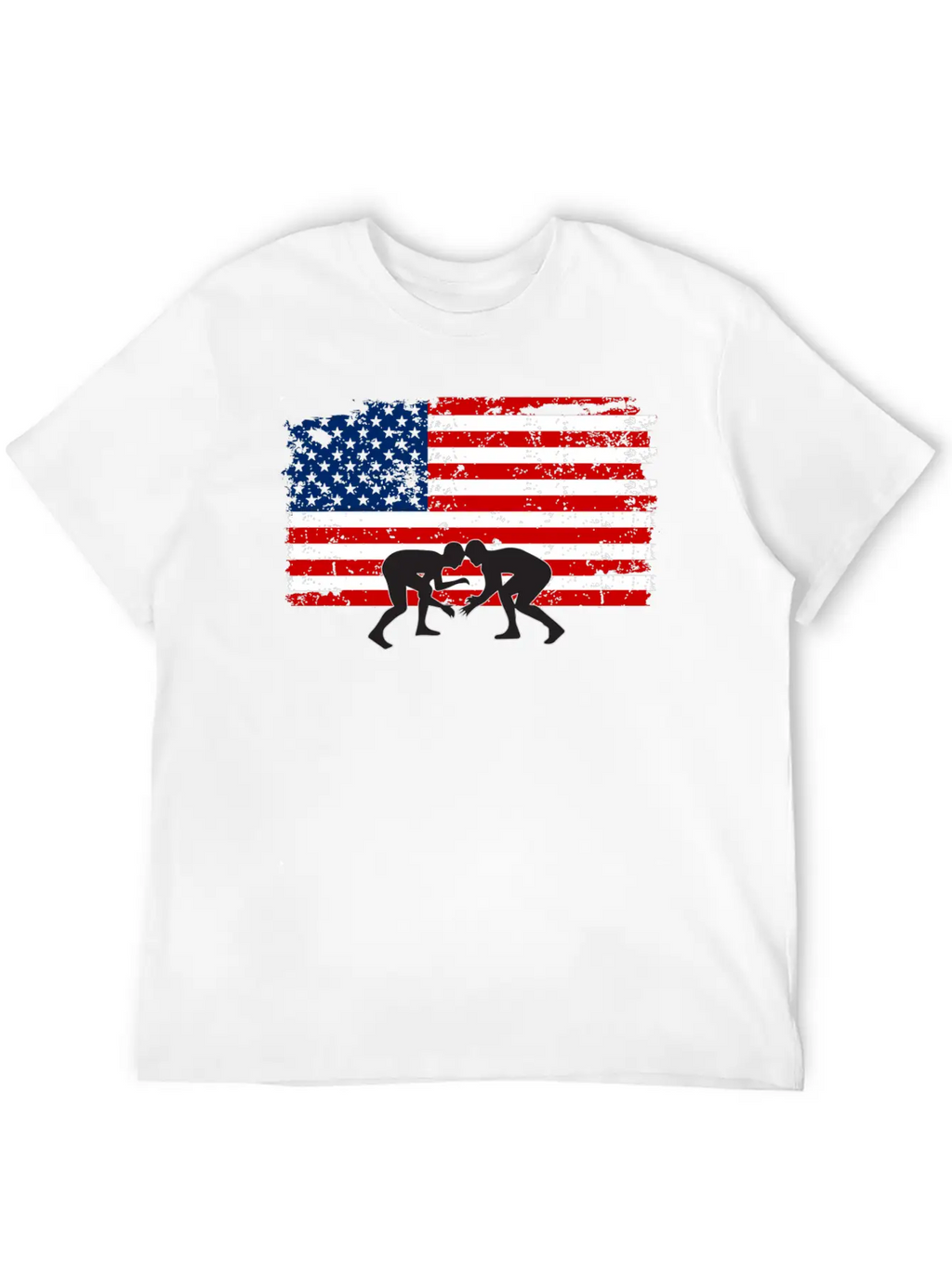 American Flag Wrestling Unisex Short Sleeve Soft Cotton T-Shirt – Casual Everyday Wear