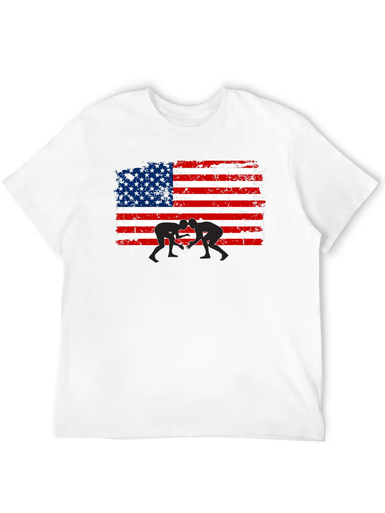 American Flag Wrestling Unisex Short Sleeve Soft Cotton T-Shirt – Casual Everyday Wear