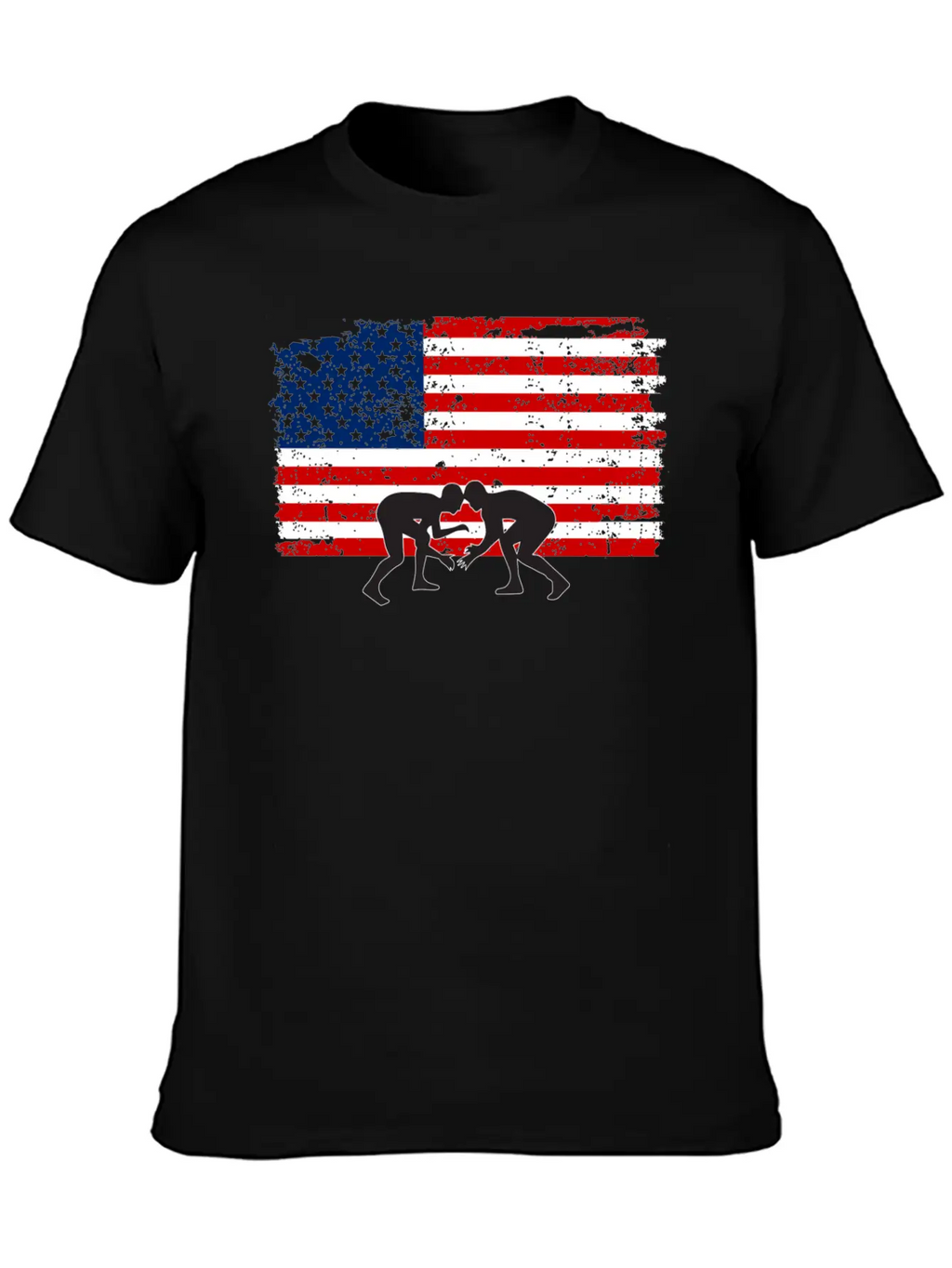 American Flag Wrestling Unisex Short Sleeve Soft Cotton T-Shirt – Casual Everyday Wear