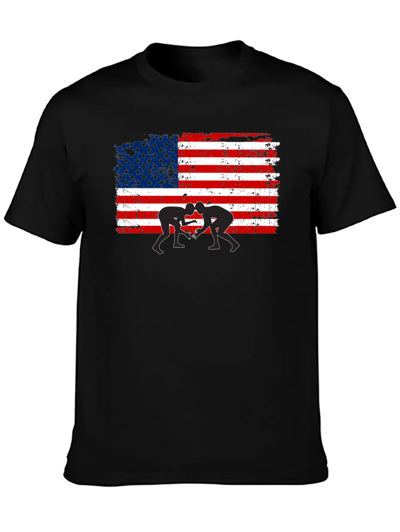 American Flag Wrestling Unisex Short Sleeve Soft Cotton T-Shirt – Casual Everyday Wear