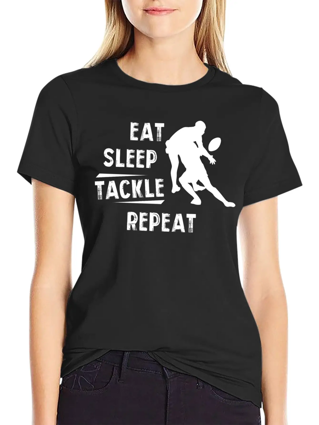 American Football Eat Sleep Tackle Repeat Unisex Short Sleeve Soft Cotton T-Shirt – Casual Everyday Wear