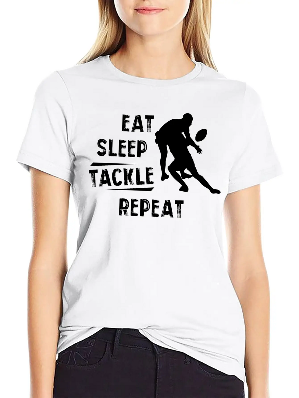 American Football Eat Sleep Tackle Repeat Unisex Short Sleeve Soft Cotton T-Shirt – Casual Everyday Wear
