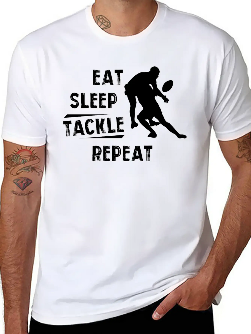 American Football Eat Sleep Tackle Repeat Unisex Short Sleeve Soft Cotton T-Shirt – Casual Everyday Wear