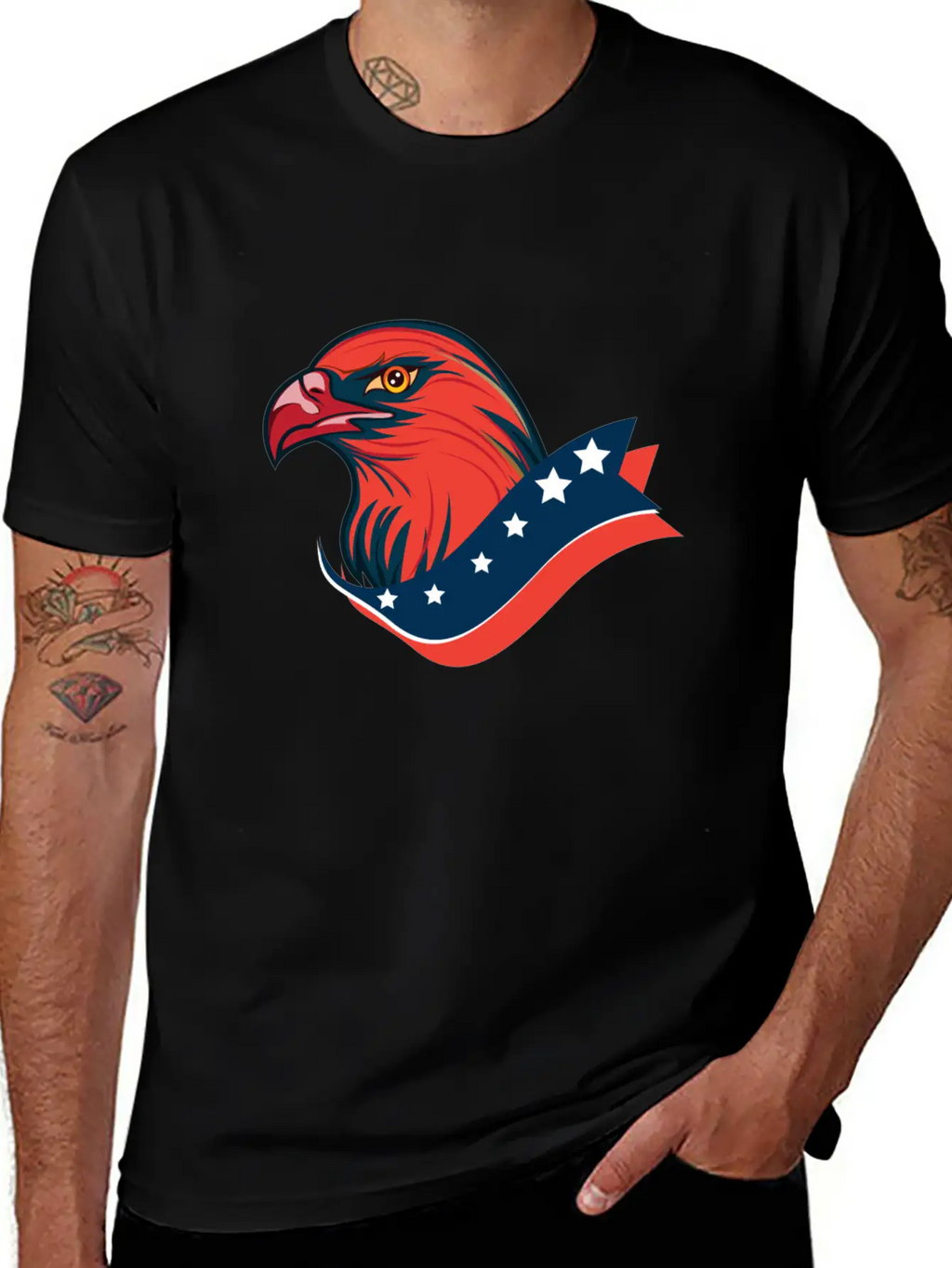 American Red Eagle, Patriotic American Eagle Unisex Short Sleeve Soft Cotton T-Shirt – Casual Everyday Wear